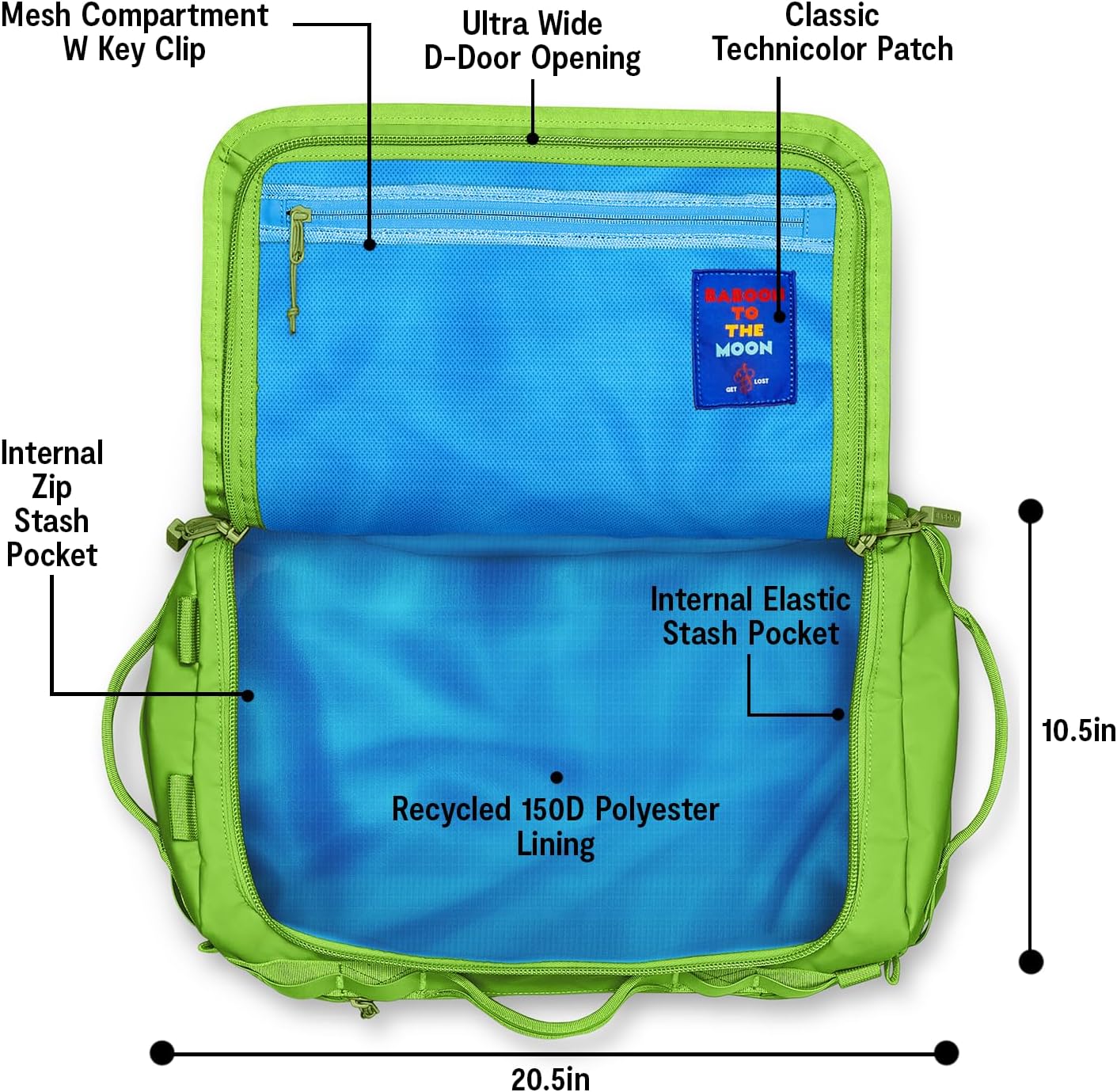 Baboon to the Moon Go-Bag Medium 40L – Detachable Straps, Small Duffle Bag for Travel, Gym Bag for Women, Mens Travel Bag, Duffel Bags for Traveling, Travel Duffel Bags for Women (Lime Breeze)