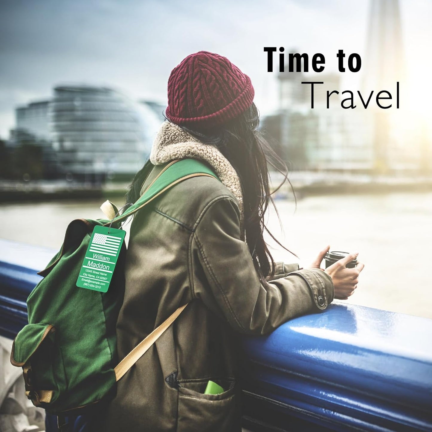 Luggage Tags for Suitcase - Pink Personalized Engraved Metal Tag for Cruise Travel - Custom Name Tags Suitable for Bags and Backpacks