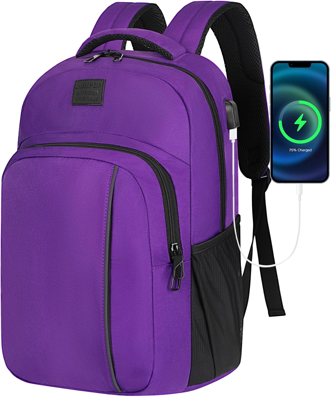 LARIPOP Extra Large Backpack,17.3 Inch Business Laptop backpack for Men Women with USB Charging Port,Water-Resistant Laptopack Weekender Daypack for Work College Computer