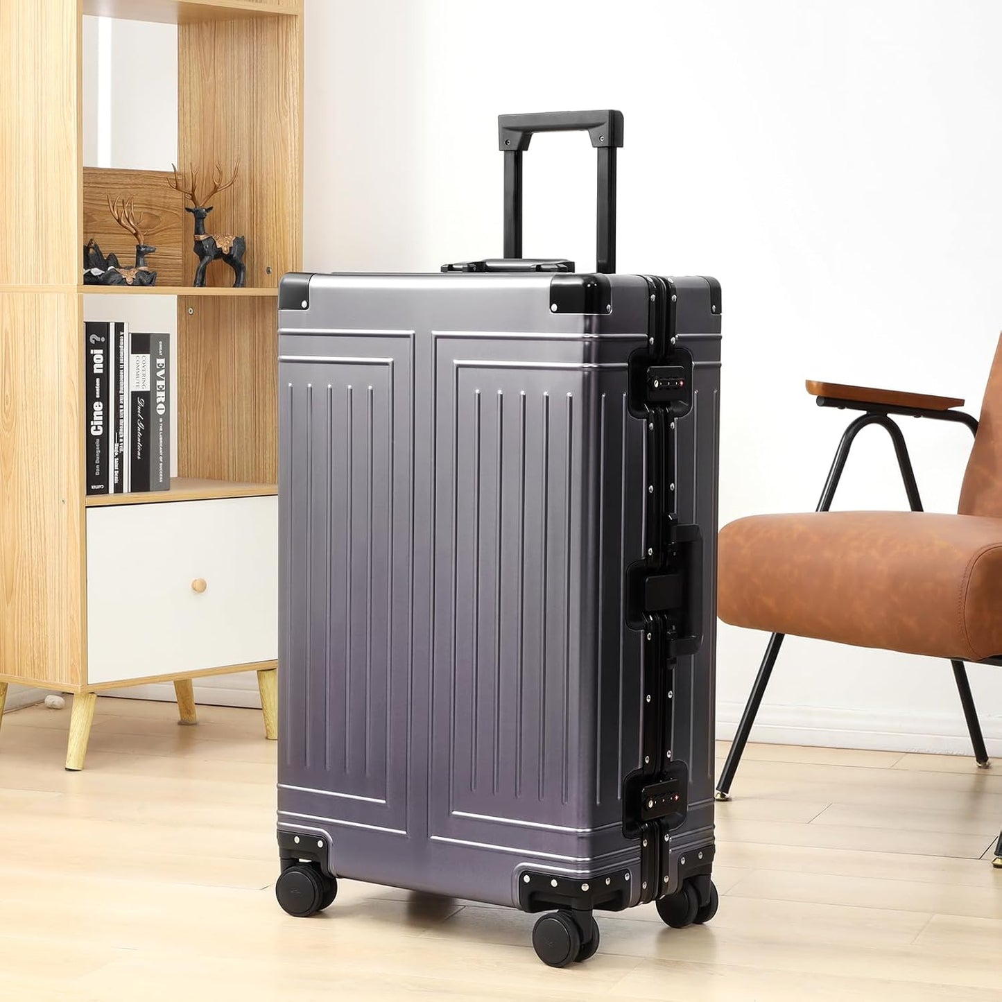 All Aluminum Magnesium 28inch Luggage，Cut from Whole Aluminum Sheet（3rd Generation,Premium Metal zipperless suitcase ） (grey, 28inch)