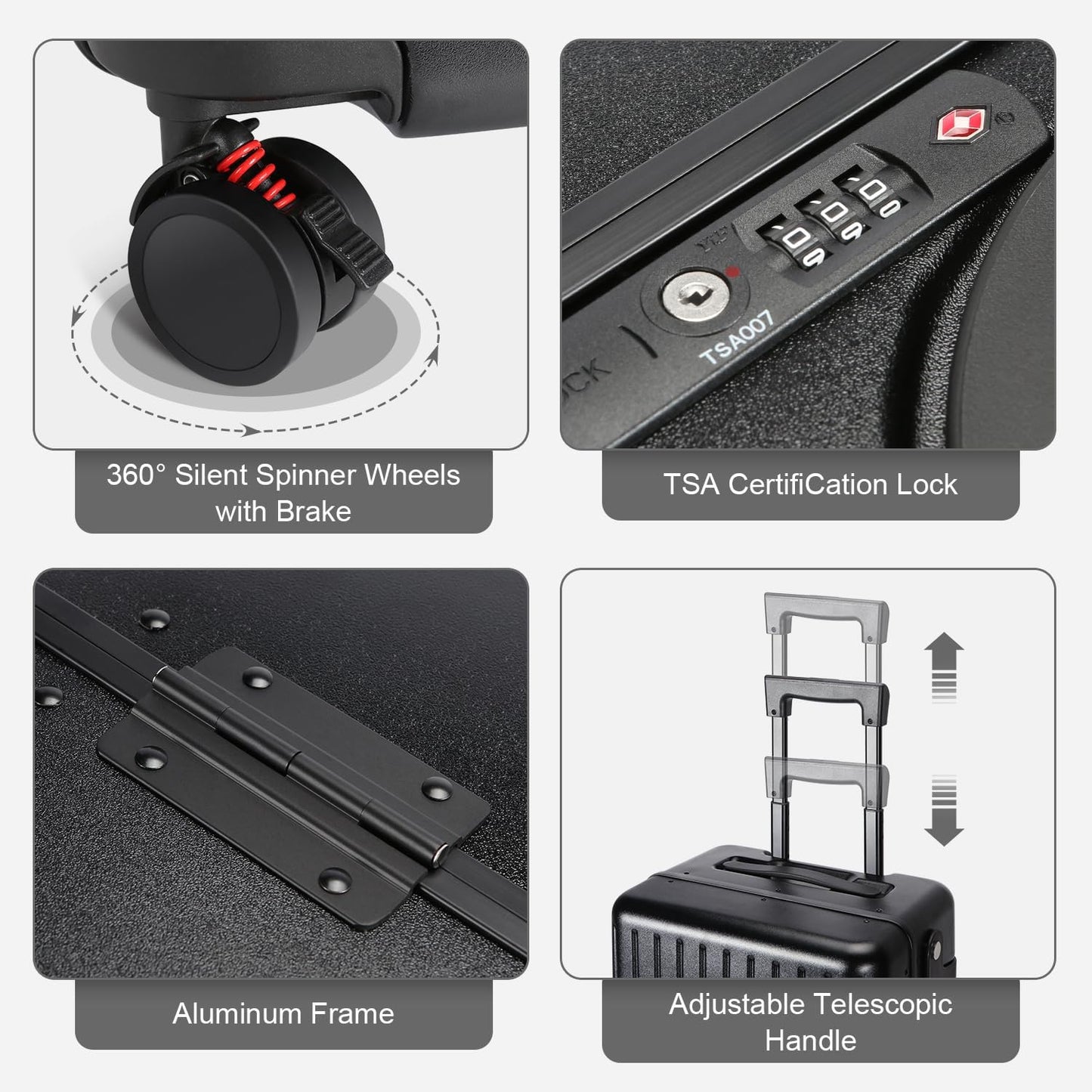 MRPLUM Ride On Luggage with Seat for Kids&Adults with Seat Belt,Hard Shell Lightweight Rolling Spinner Wheels Travel Luggage with TSA Lock,20 inch,Black