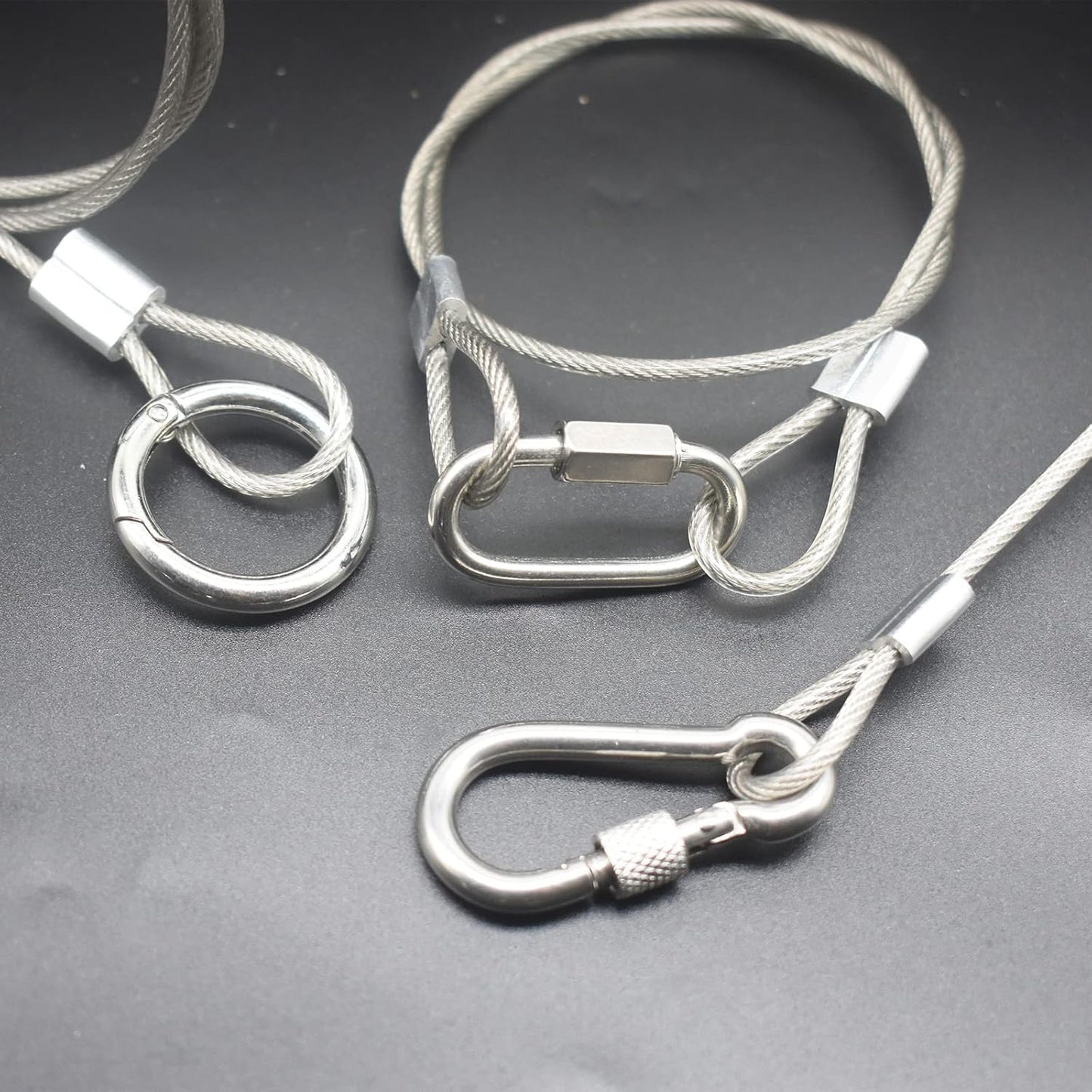 20 pcs 6 inch (15cm) 3mm Thickness Stainless Steel Wire Cable with Loops Vinyl Cover Coated Short Rope Lanyard Lock Safety Tether Chains, Clear