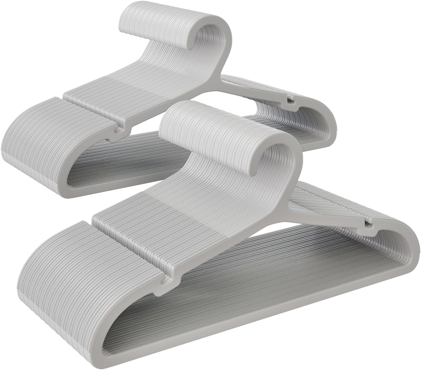 80 Pack Clothes Hangers, Non Slip Plastic Coat Hangers, Space Saving, Heavy Duty, Hanging Dry Wet Clothes, 16.4" x 8.3", Gray, APY0580G