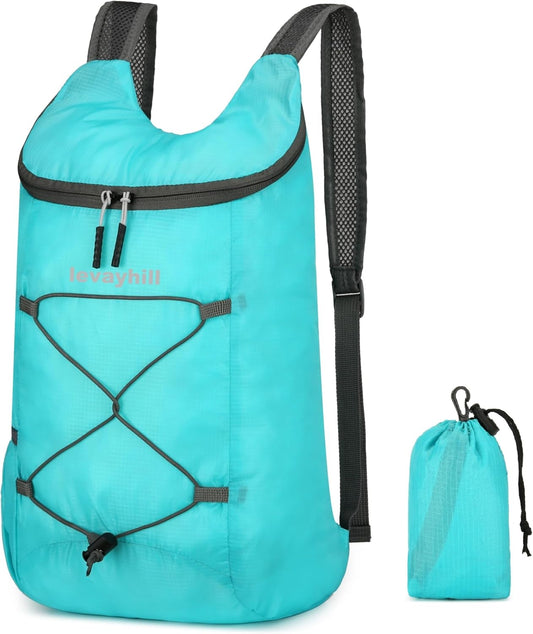 16L Hiking Daypack Lightweight Foldable Travel Backpack Water Repellent Camping Outdoor Packable Easy Carry-on Bag (Lake Blue)