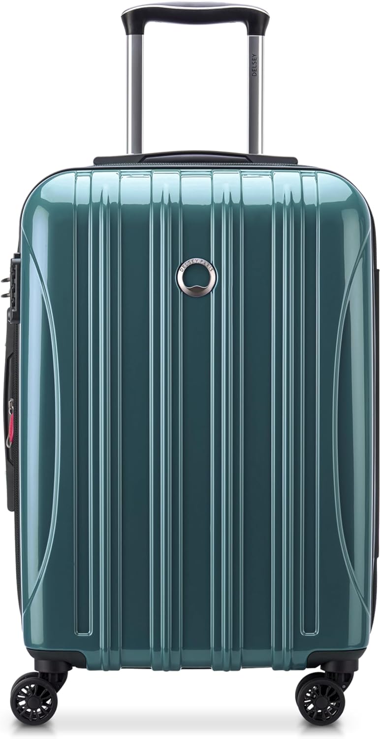 DELSEY PARIS Helium Aero Hardside Expandable Luggage with Spinner Wheels, Metallic Green, Carry-On 21 Inch