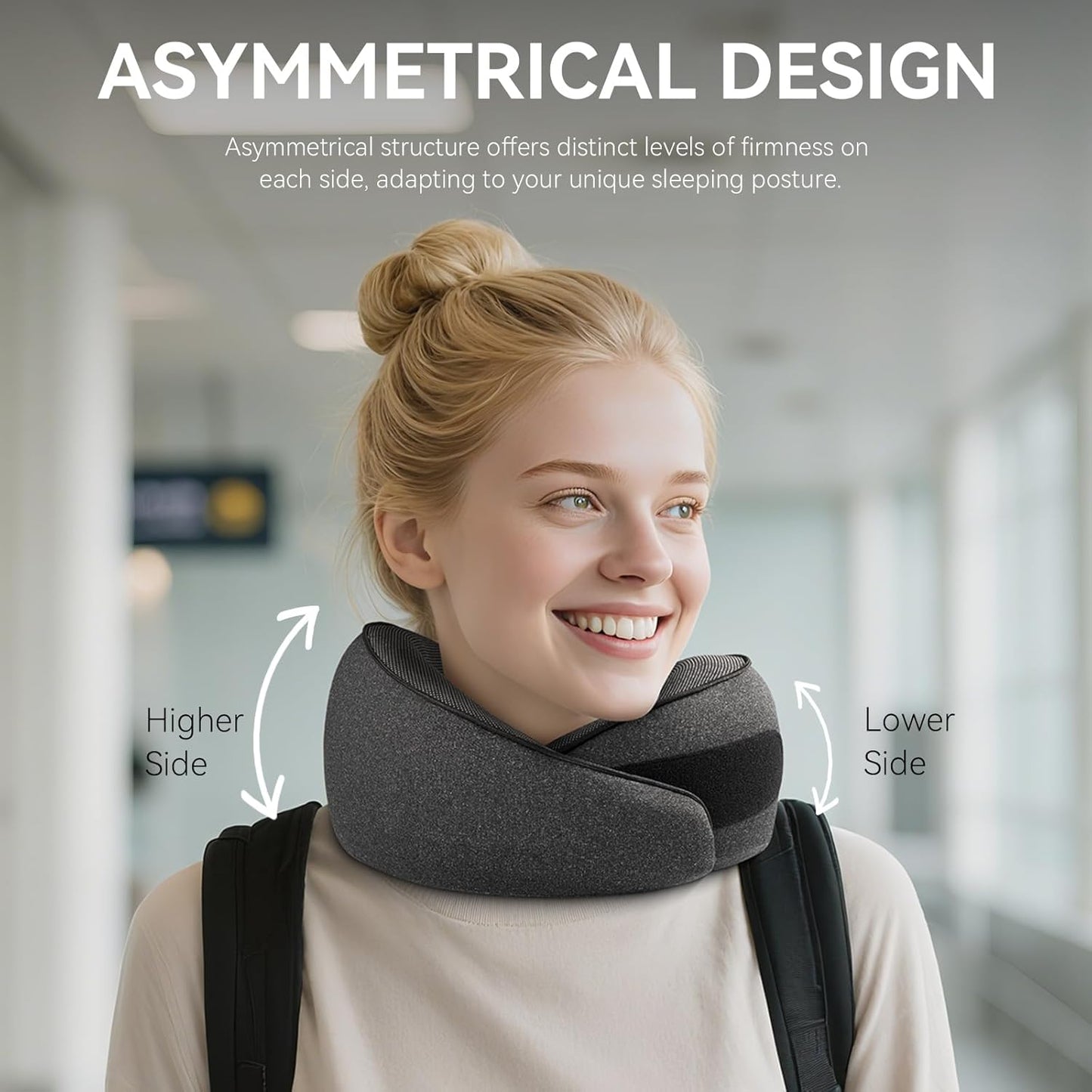 SZXYX Travel Pillows for Airplanes, 100% Pure Memory Foam Neck Pillow for Airplanes, Comfortable Breathable Cover, 360° Support Stowable Pillows for Sleeping, Car, Airport Travel Essentials Black