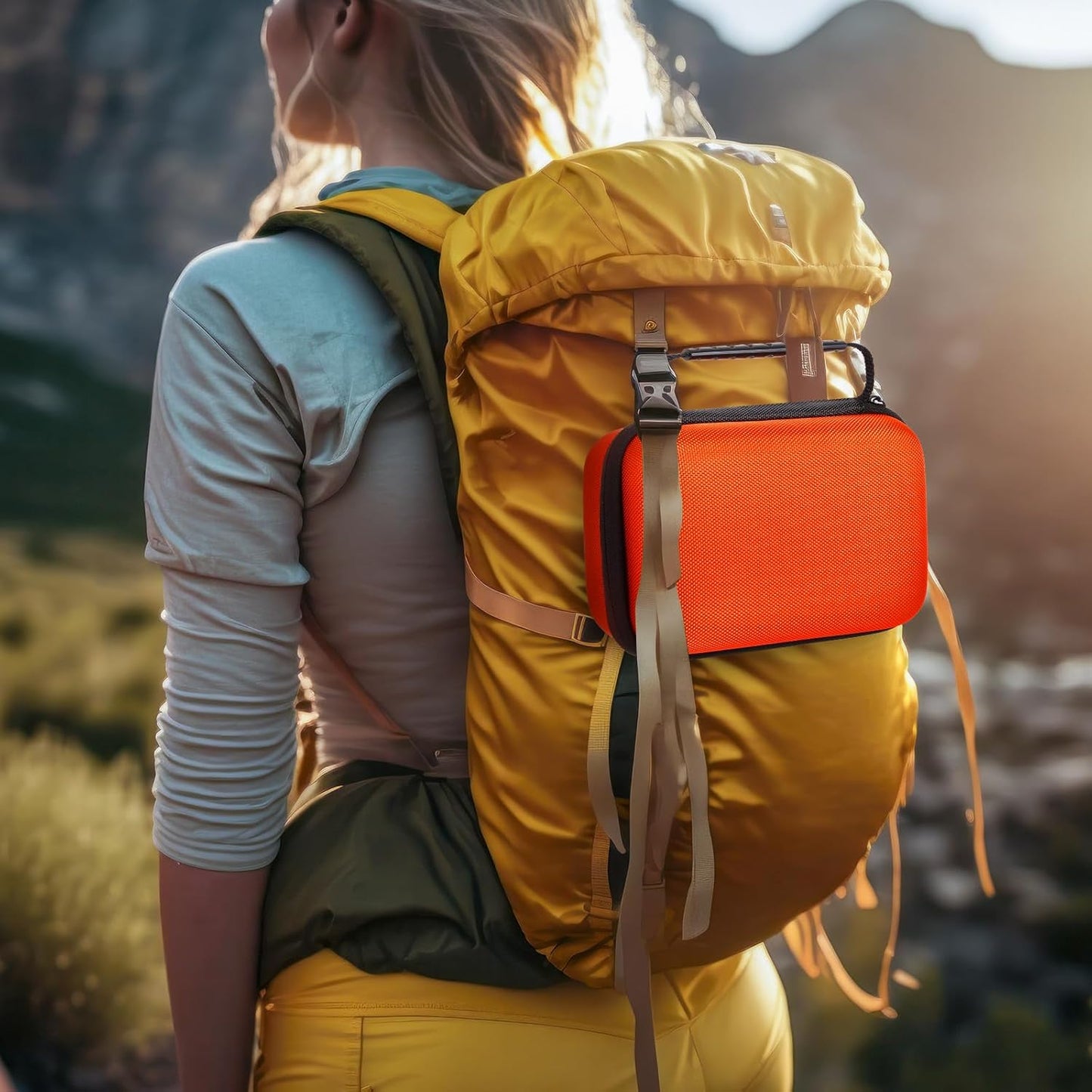 EVA Hard Case with Customizable Foam Protective EVA Carrying Case Shockproof Outdoor for Camera, Digital Products, Electronic Instruments with Knife(Orange,11 x 7.8 x 4.3 Inch)