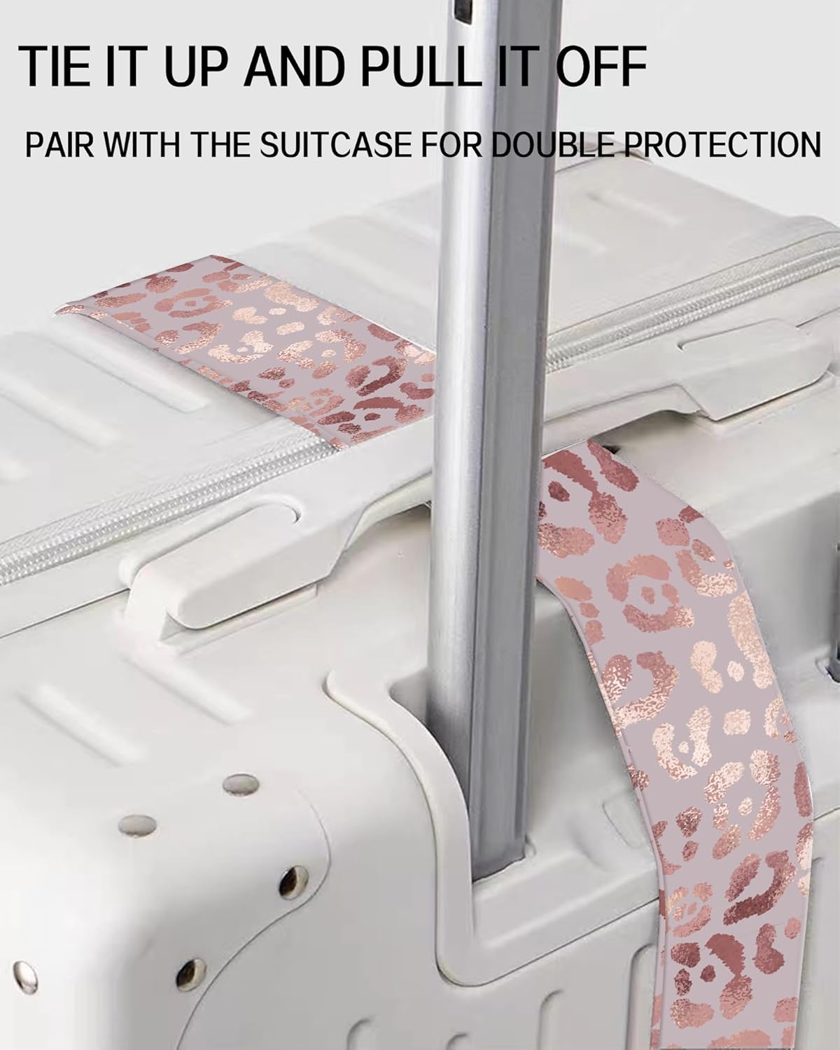 Luggage Straps for Suitcases, Adjustable Travel Belt, Durable Wide Luggage Strap, Cute Suitcase Strap Identifiers with Buckle, Bag Straps for Luggage, Glitter Pink Leopard