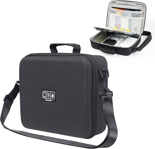 Luxtude Electronic Organizer Travel Case Large, Hard Case for Electronics, EVA Tech Organizers, Travel Cable Bag with Shoulder Strap, Charger Organizers Carrying Cases for iPad(Up to 11’’)