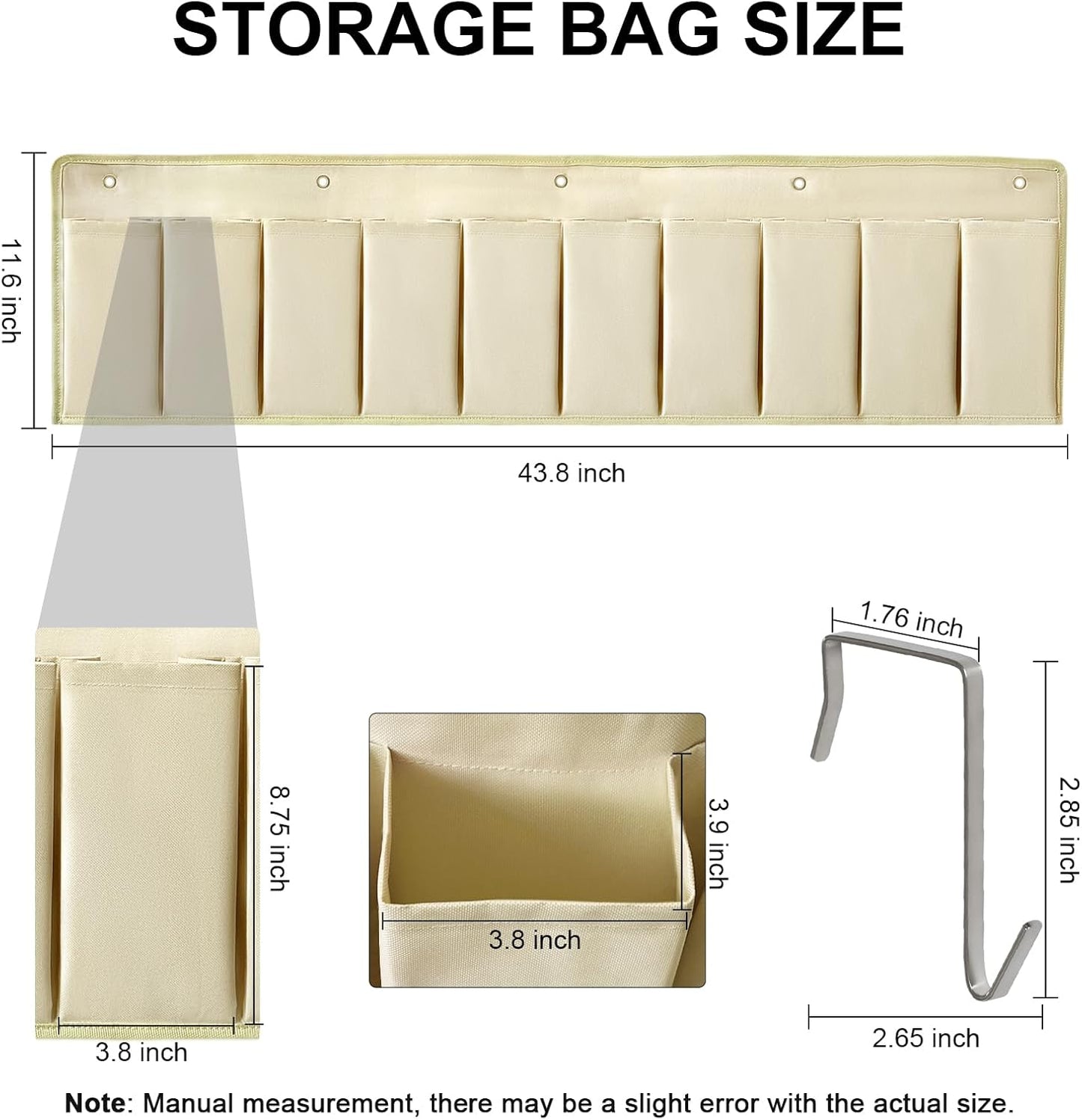 RV Shoe Pockets 10 Pockets Heavy Hanging Bedside Storage Organizer with Sturdy Hooks Storage Pockets Hangs on bed for Shoes Toys and Tool Accessories