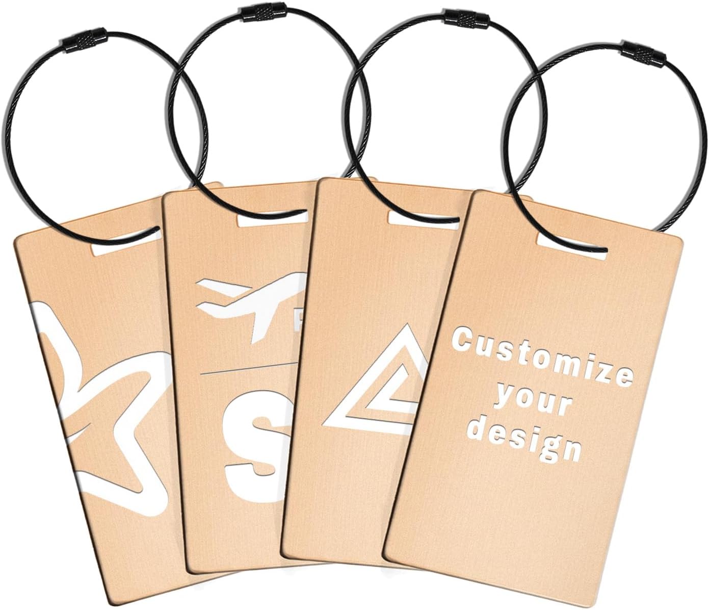 4PCS Personalized Luggage Tags for Travel Durable Aluminium Luggage Tags for Suitcases Custom Bag Tags for Backpacks Heavy Duty Personalized Name Tags for Birthday Gifts (Small,Yellow)