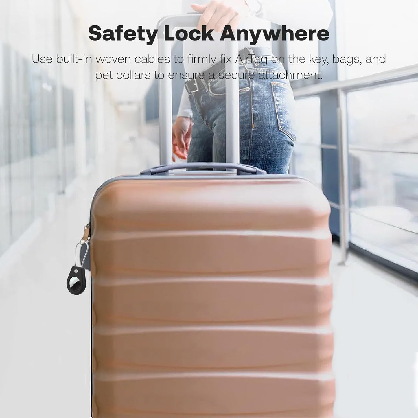 4 Pack Protect Case Compatible with Apple AirTag, Secure GPS Tracker Holder with Wire Cable Shockproof & Anti-Theif Suitable for Keychain, Keys, Luggage, Bags and Kids