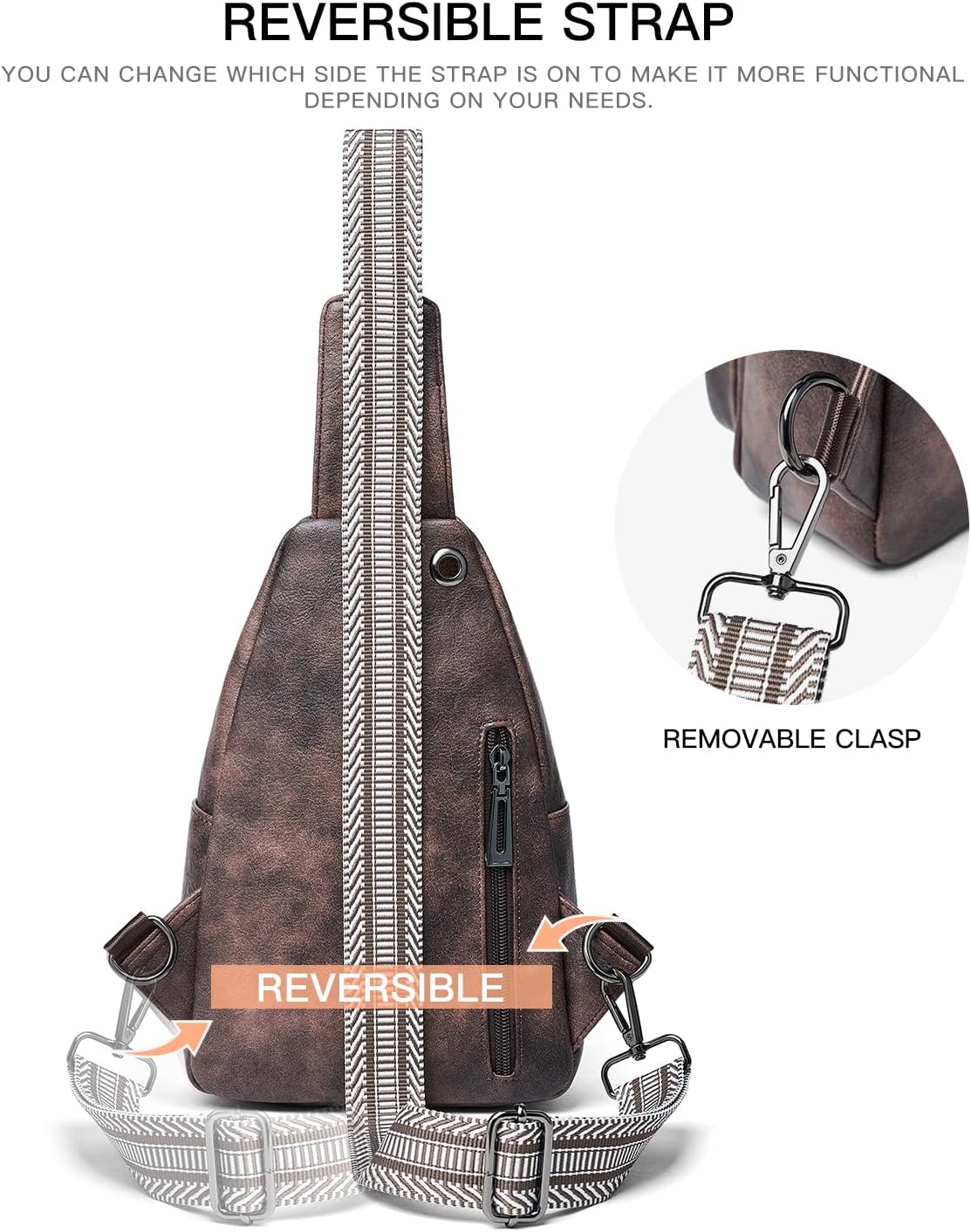 Sling Bag For Women Fanny Pack Crossbody Travel Shoulder Belt Bags Tote Backpack Purse Faux Leather