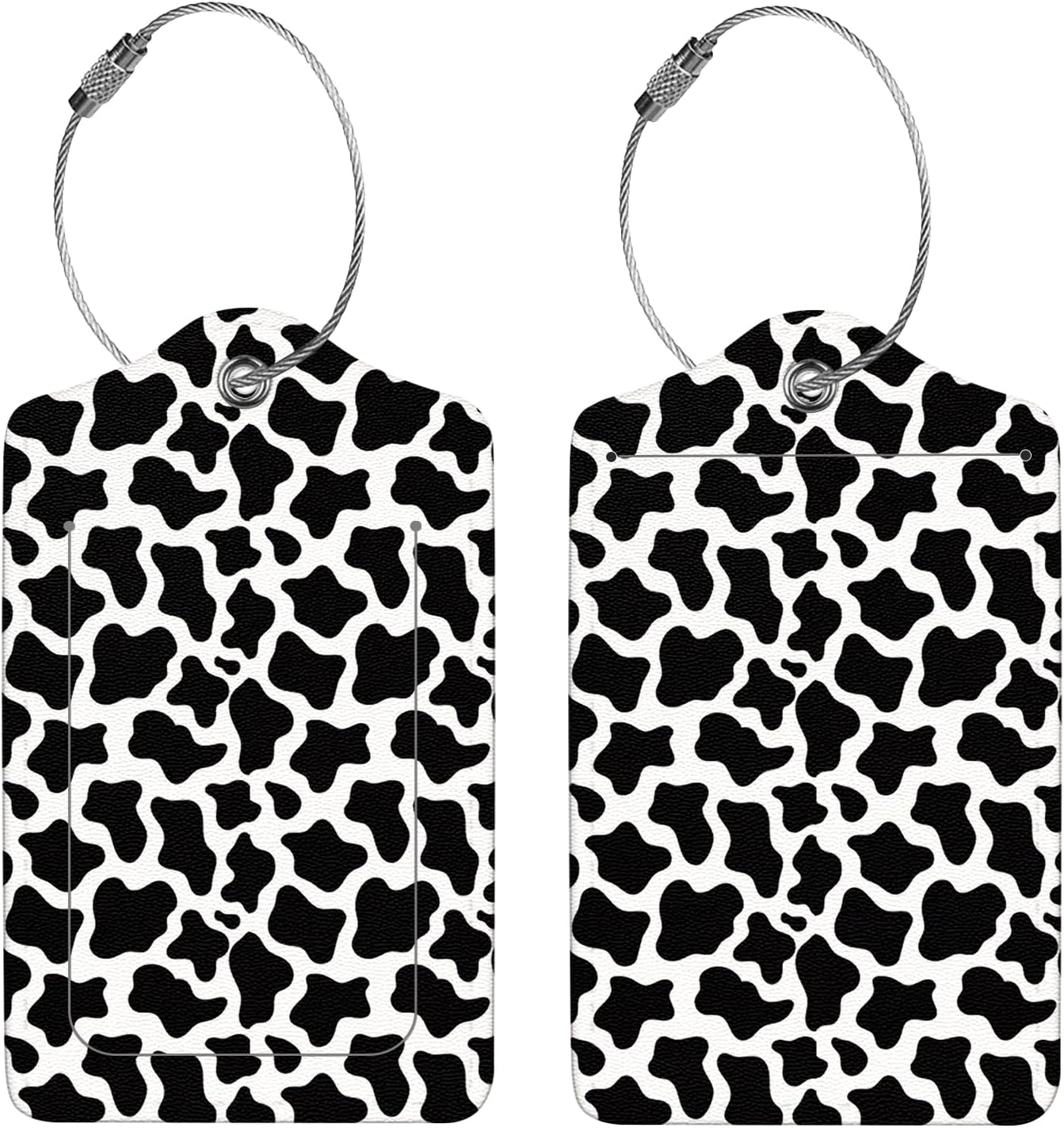 2 Pcs Luggage Tags for Suitcases, PU Leather Cruise Ship Luggage Tags with Privacy Cover Label Address Card and Durable Metal Ring Suitable for Men Women Handbags Backpacks,Milk Vein