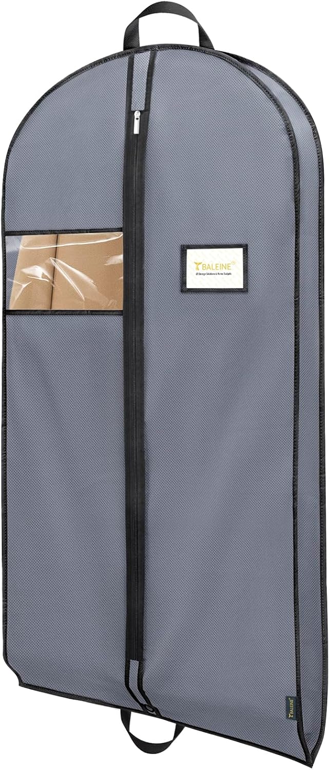 BALEINE 1PK Heavy Duty Garment Bag with Shoe Storage Travel Bag for Dresses, Suit, Coats Travel Essential (43", Grey)