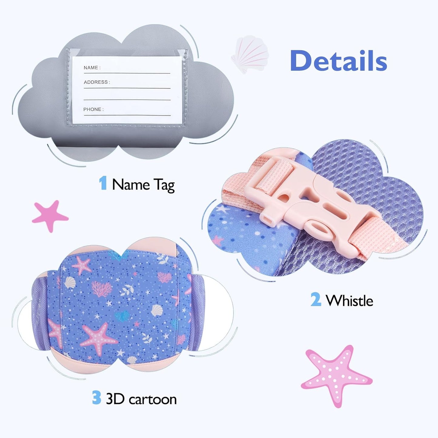 mommore Toddler Backpack for Girls 2-4 Neoprene Backpack with Kids Leash, 3D Cartoon Preschool Kindergarten Bookbag for Pre-k, Mermaid