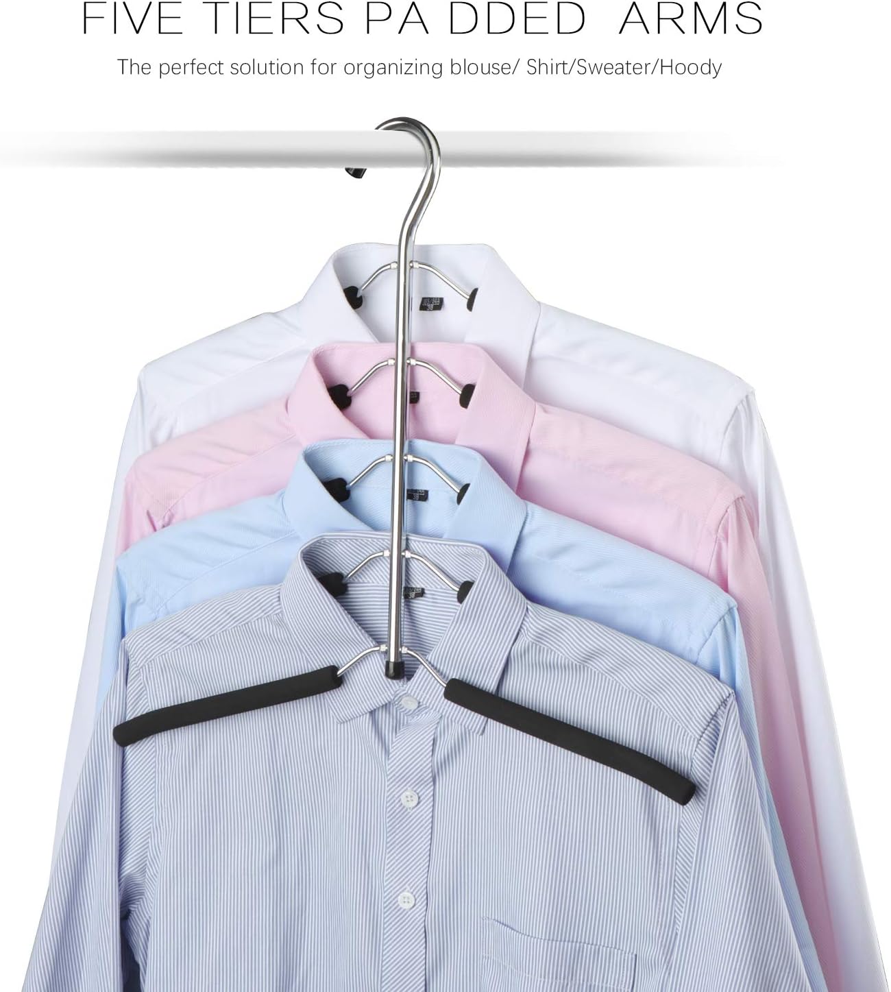 DOIOWN Blouse & Shirt Hangers - Non Slip Space Saving Stainless Steel Closet Organizer (2 Pack)