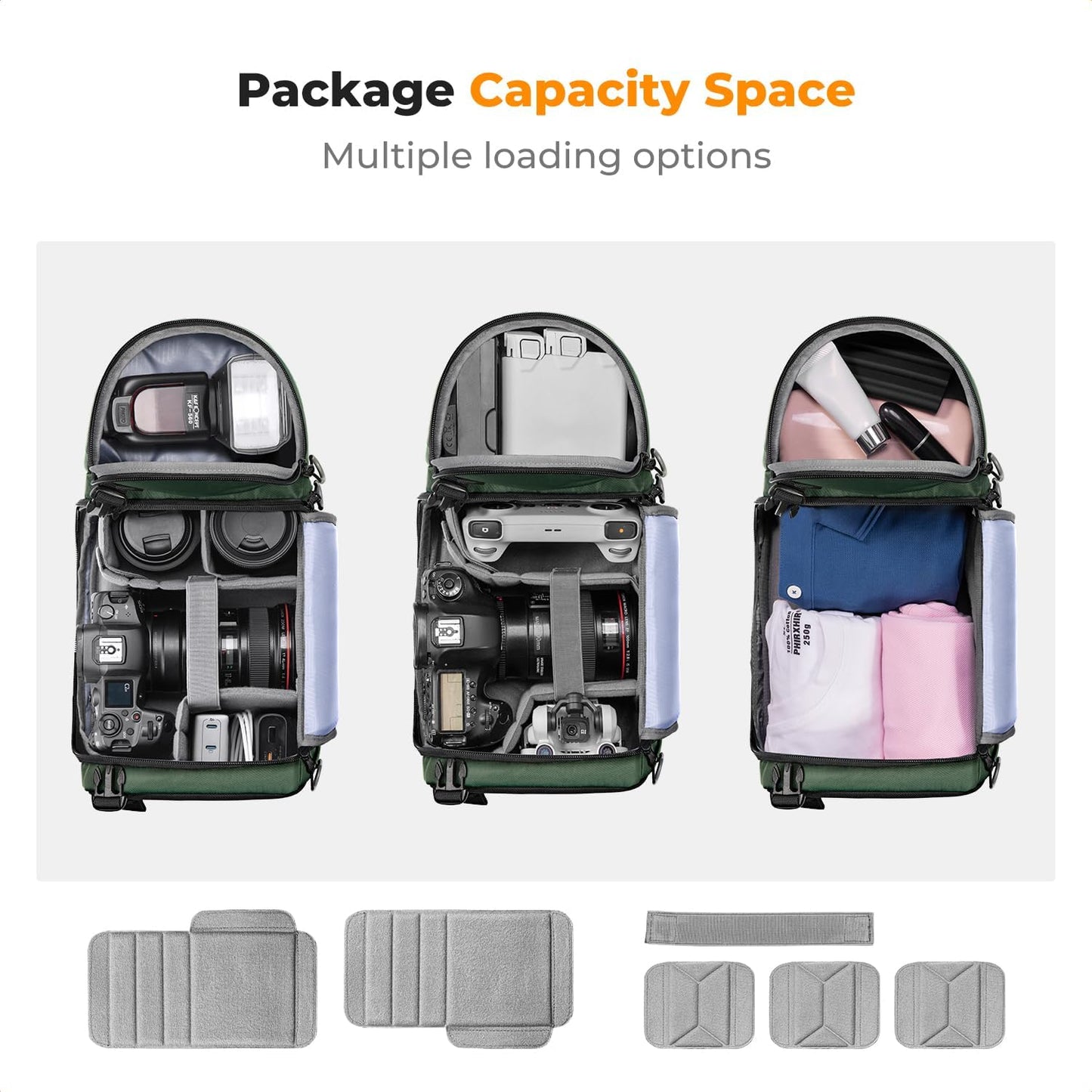 K&F CONCEPT Camera Sling Bag Crossbody Bag Camera Shoulder Backpack DSLR/SLR/Mirrorless Photography Bags Compatible with Canon/Nikon/Sony/Fuji/Gopro/DJI