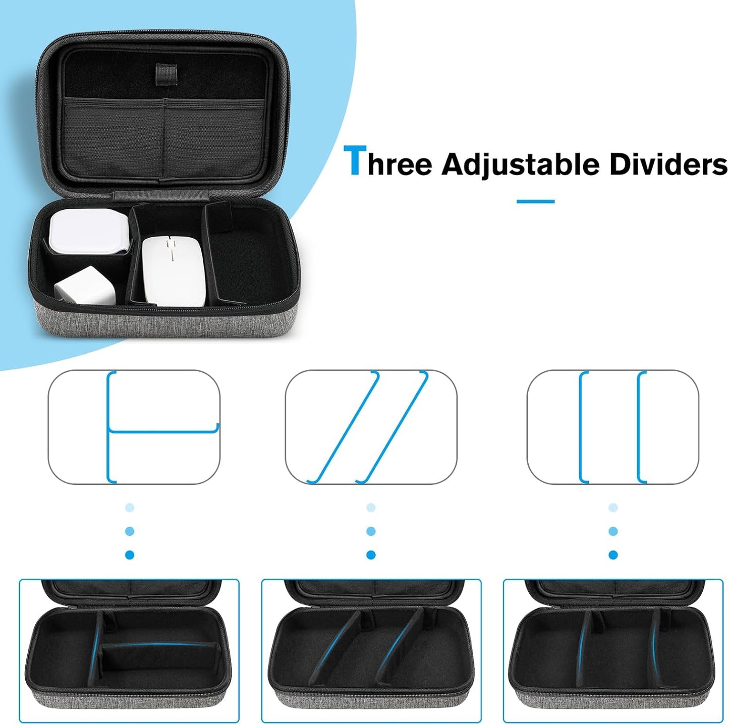 ProCase Hard Travel Electronic Organizer Case for MacBook Power Adapter Chargers Cables Power Bank Apple Magic Mouse Apple Pencil USB Flash Disk SD Card Small Portable Accessories Bag