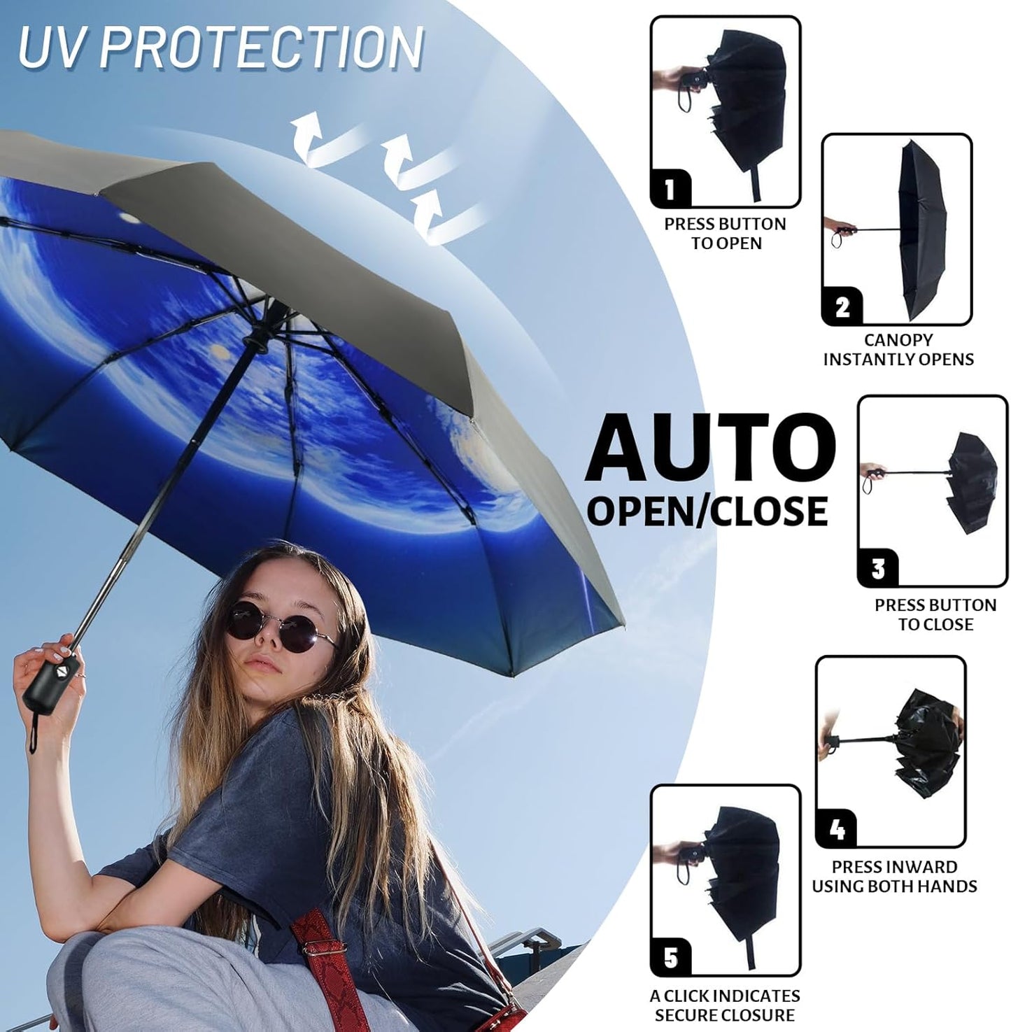SY COMPACT Travel Umbrella Windproof Automatic Umbrellas Small Compact UV Sun Protection Factory Outlet Umbrella