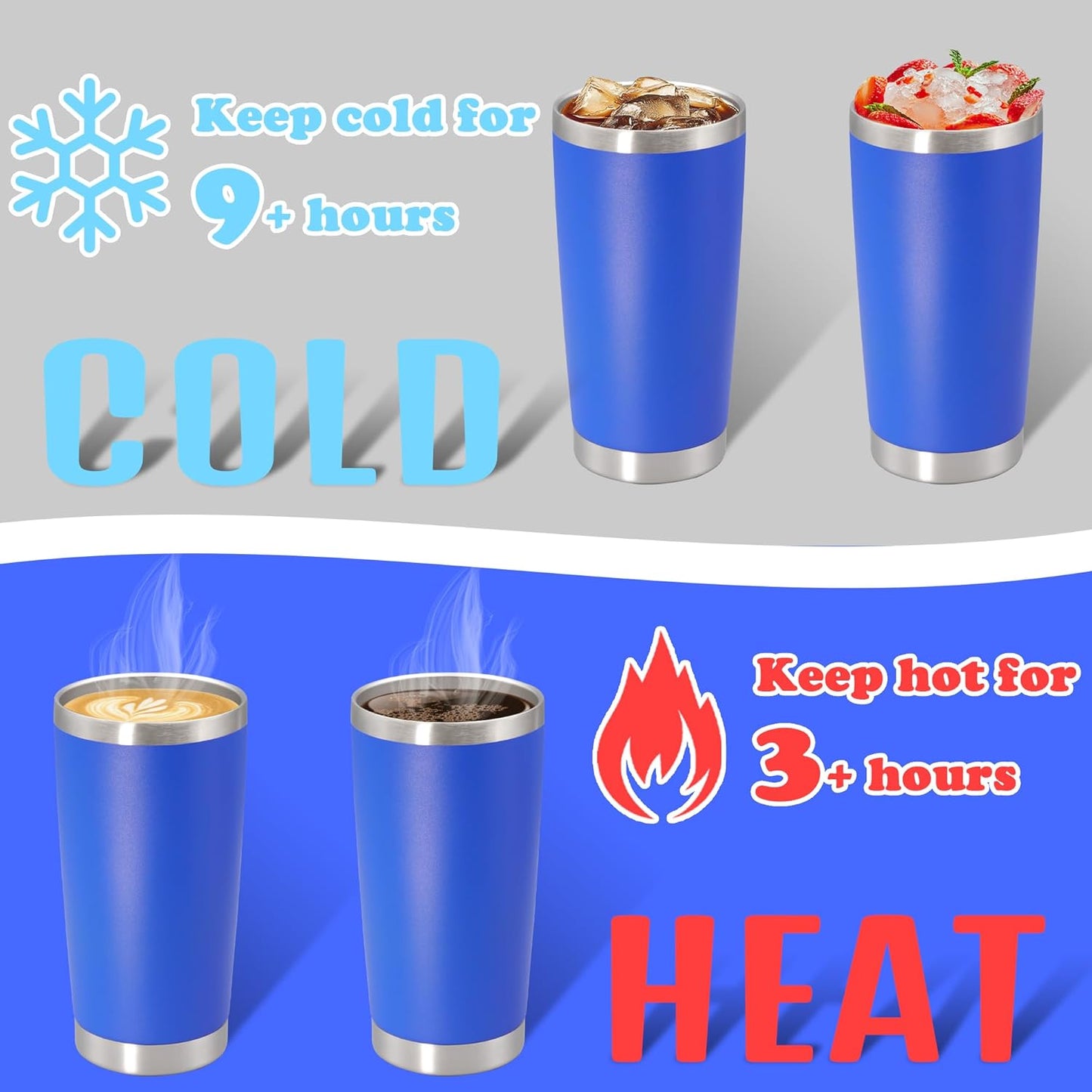 20 oz Tumbler with lid Double Wall Vacuum Insulated Tumblers Stainless Steel Coffee Mug Travel Coffee Tumbler Powder Coated Tumbler Cup Keep Hot&Cold - (Dark Blue 1 Pack)