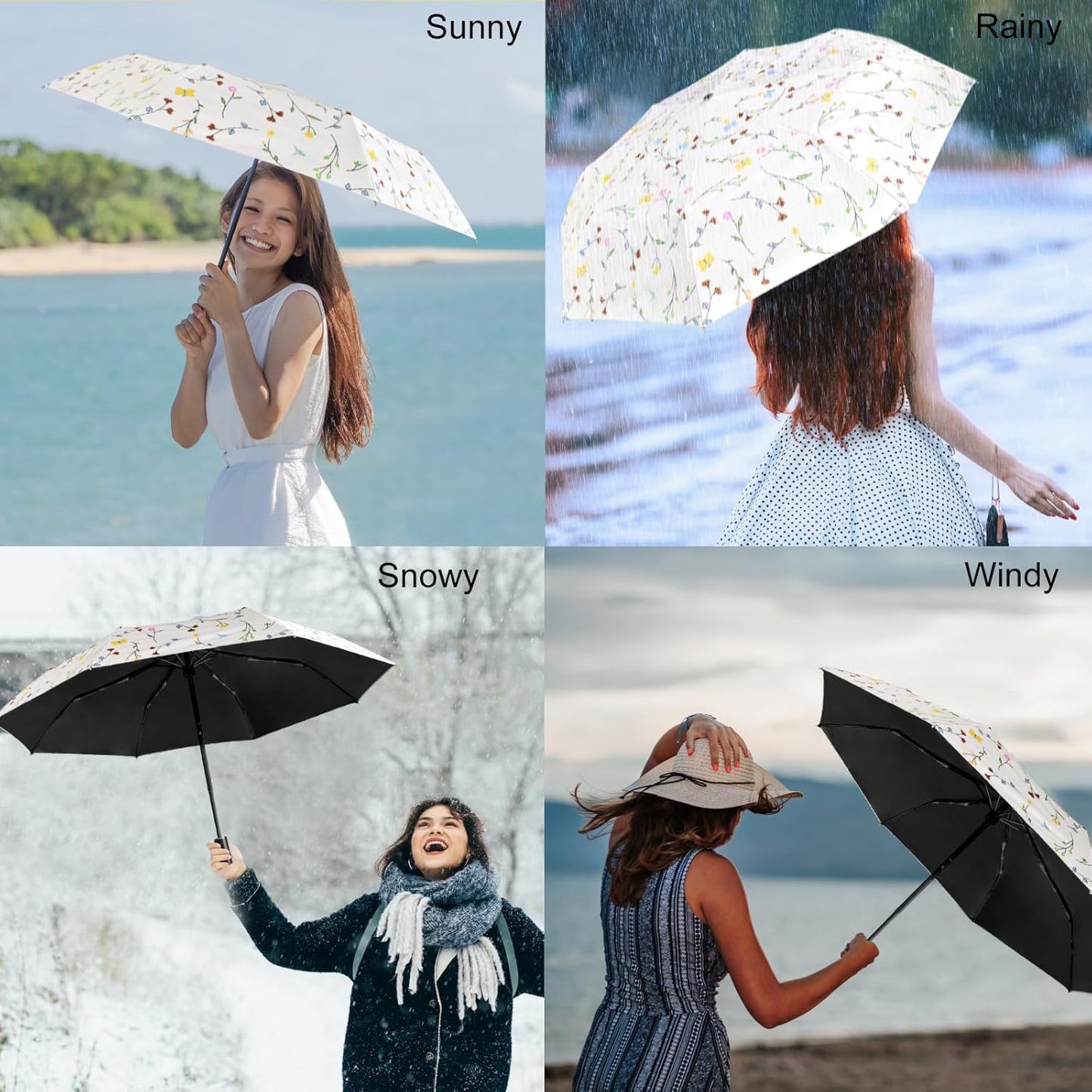 Cuby UV Sun Umbrella Compact Folding Umbrella lightweight Portable Manual Travel Umbrella for Rainproof & 99% UV Protection with Black Anti-UV Coating