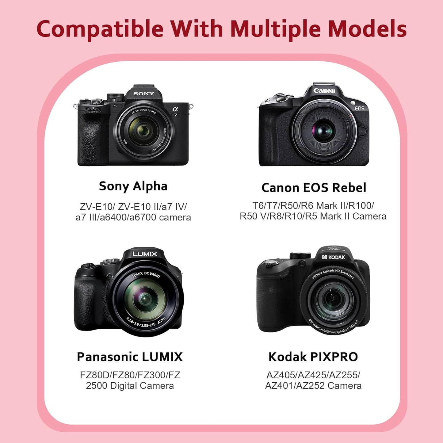 Hard Camera Case Bag Compatible with Canon EOS Rebel T7/T100/T6/R50/R6 or Kodak Pixpro AZ405/AZ425/AZ255/AZ401/AZ252/AZ528 DSLR Camera,for Canon Sony Kodak Panasonic Nikon Mirrorless Camera,Red