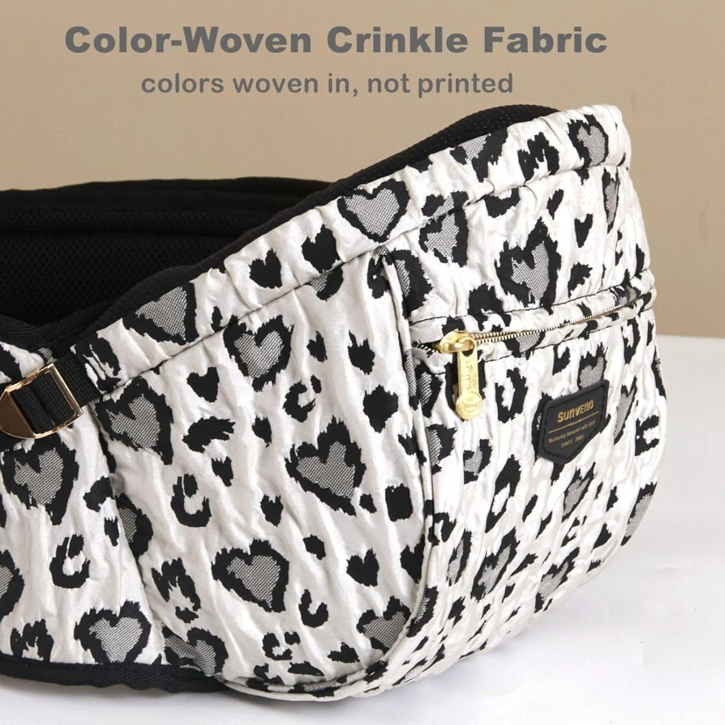 Sunveno Hip Baby Carrier with Seat,Ergonomic Baby Hip Carrier,Front-Facing Baby Holder,Anti-Slip Seat Surface,Wide and Adjustable Waistband,Multiple Pockets,Newborn to Toddler up to 45lbs,Leopard