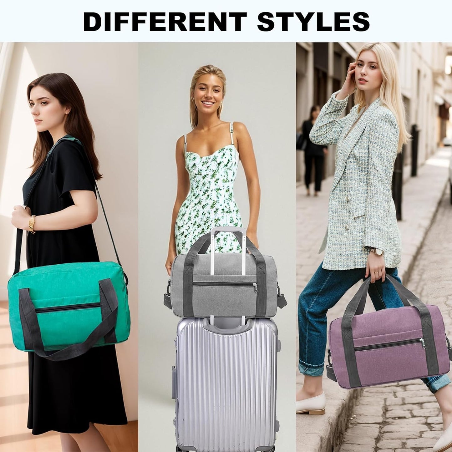 15 Inch Small Carry On Bags for Airplanes Spirit Airlines Personal Item Bag Underseat Foldable Travel Duffle Gym Bags for Women Men(20L,Purple)