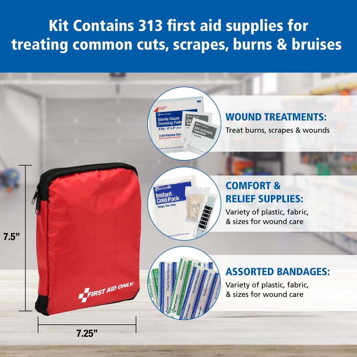 First Aid Only 313 Piece Home & Go Emergency First Aid Kit (91081)