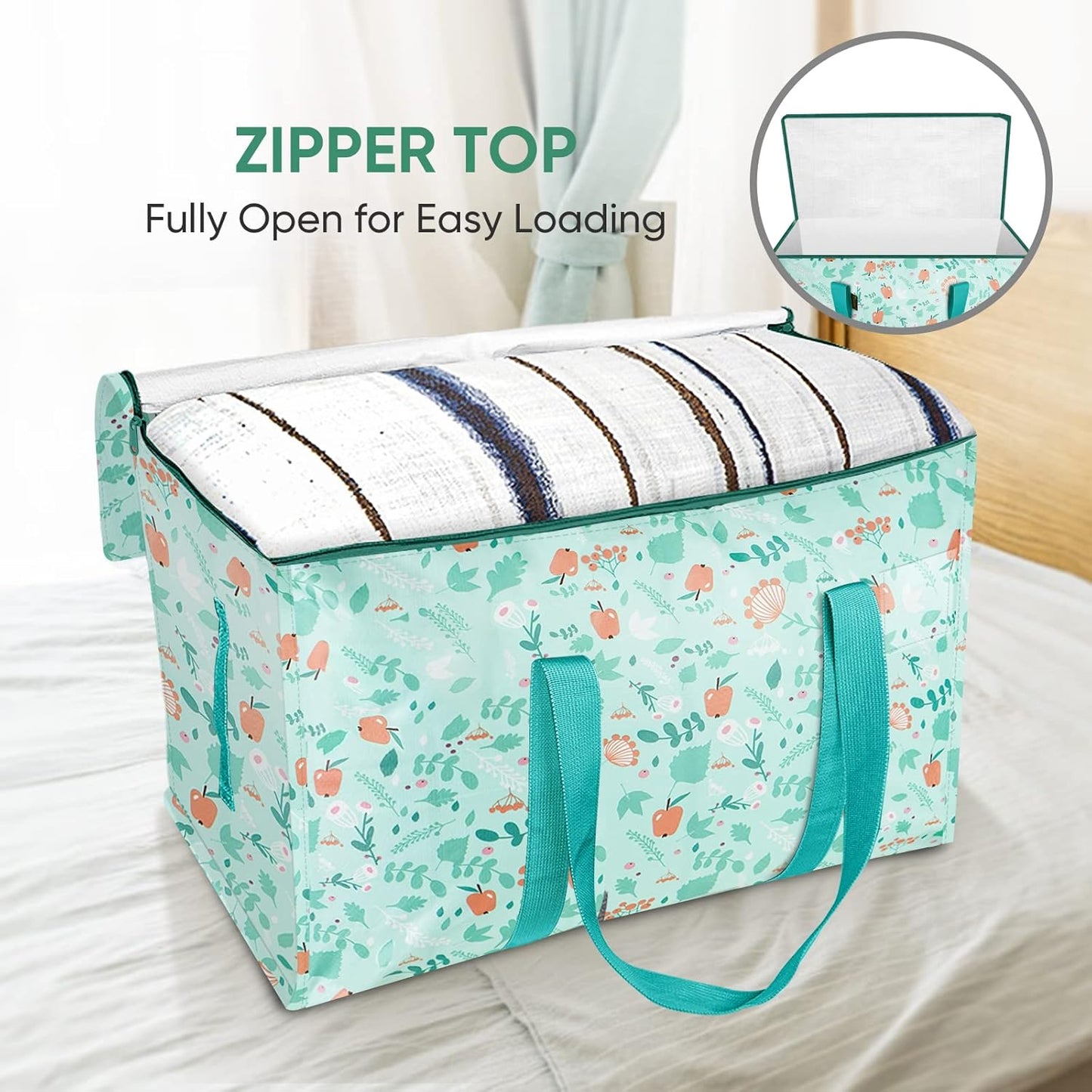 BALEINE 4-Pack Oversized Moving Bags with Reinforced Handles, Heavy-Duty Storage Tote for Clothes, Moving Supplies (Spring Stroll, 4-Pack)