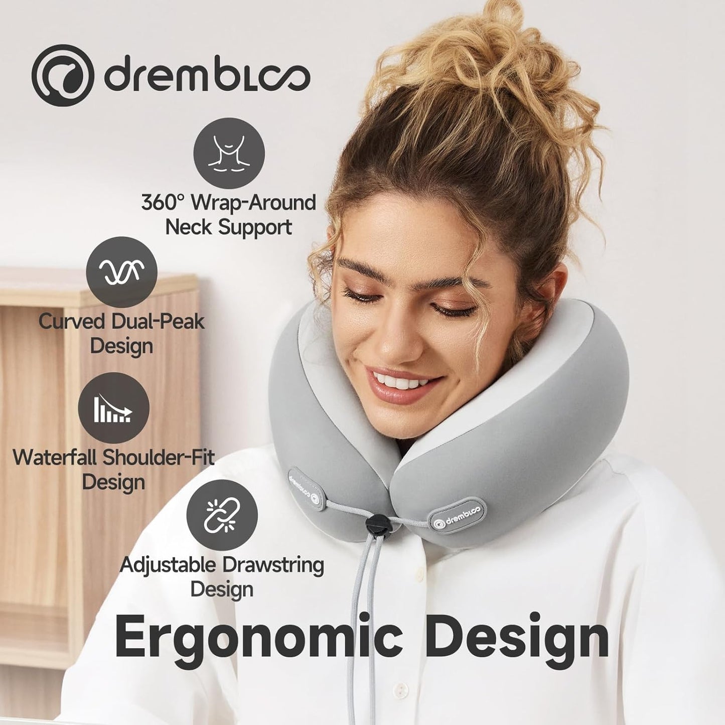 Neck Pillow Airplane, 100% Pure Memory Foam, Cooling Airplane Pillow, Travel Pillow, Travel Pillows for Airplanes, Plane, Flight Pillow, Gray