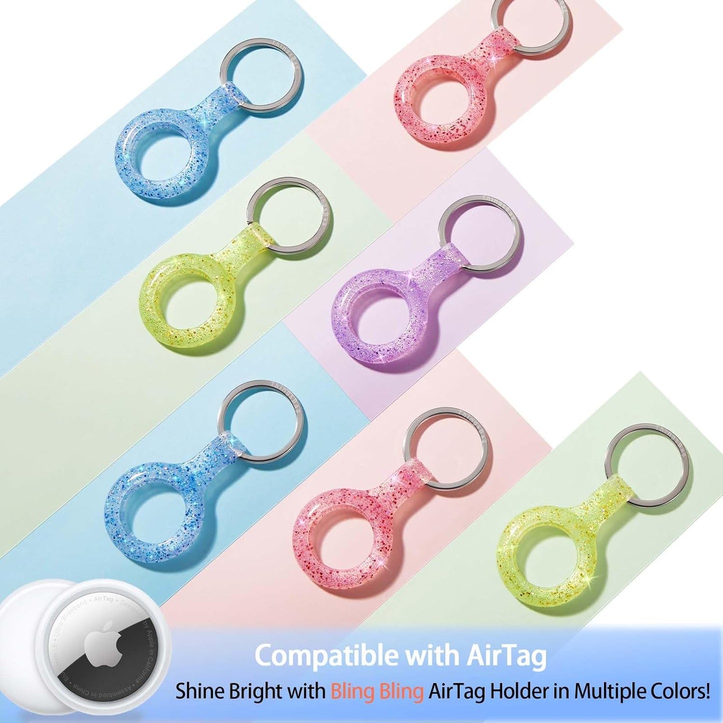 ThingsBag Apple AirTags 4 Pack Case Keychain Silicone Apple Air Tags Holder Item Finders Accessories Comes with Metal Snap Airtags Keyring Case 4 Pack