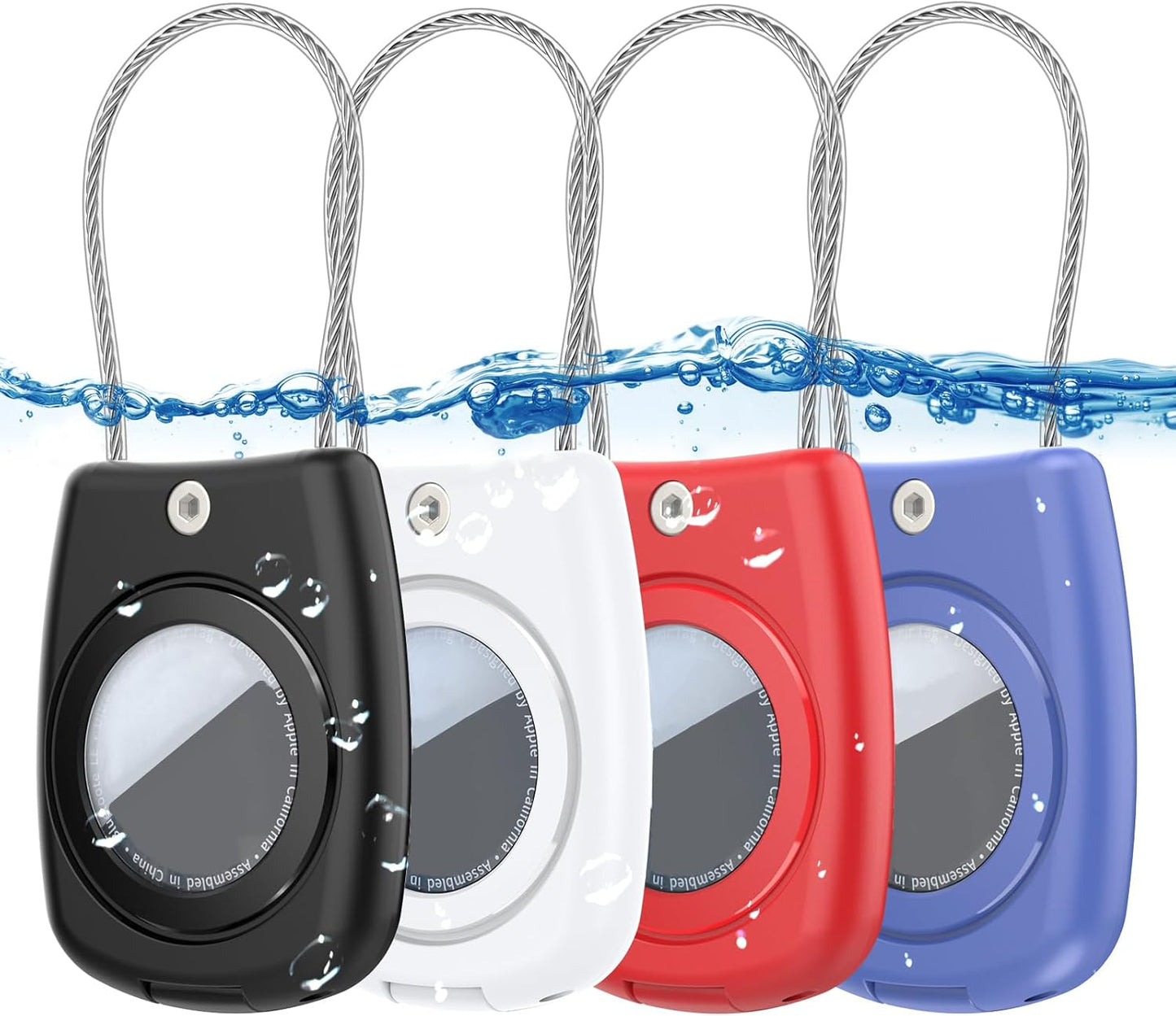 IPX8 Waterproof Airtag Holder Air Tag Case with Keychain, 4-Pack AirTags All-Round Protect Case for Apple Tag Tracker, Air Tags Holder for Luggage, Key, Pet, Backpack（4 Colors）