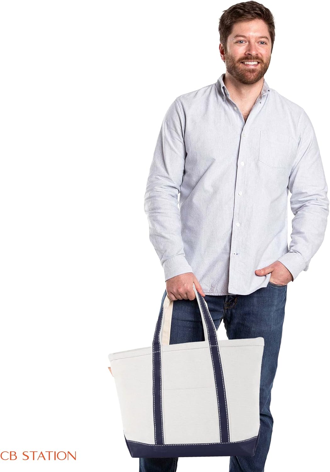 CB STATION Medium Classic Canvas Tote Bag for Women, Top Zipper Closure, Outer Pocket, Daily Essentials, Groceries, Traveling