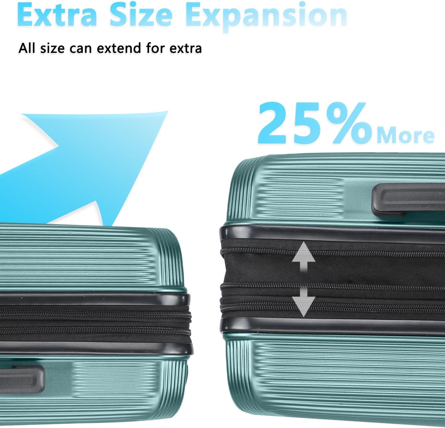 28 Inch Luggage with Spinner Wheels, Lightweight Expandable PC Hardside Large Checked Luggage with TSA Lock, Durable Rolling Suitcase, Green