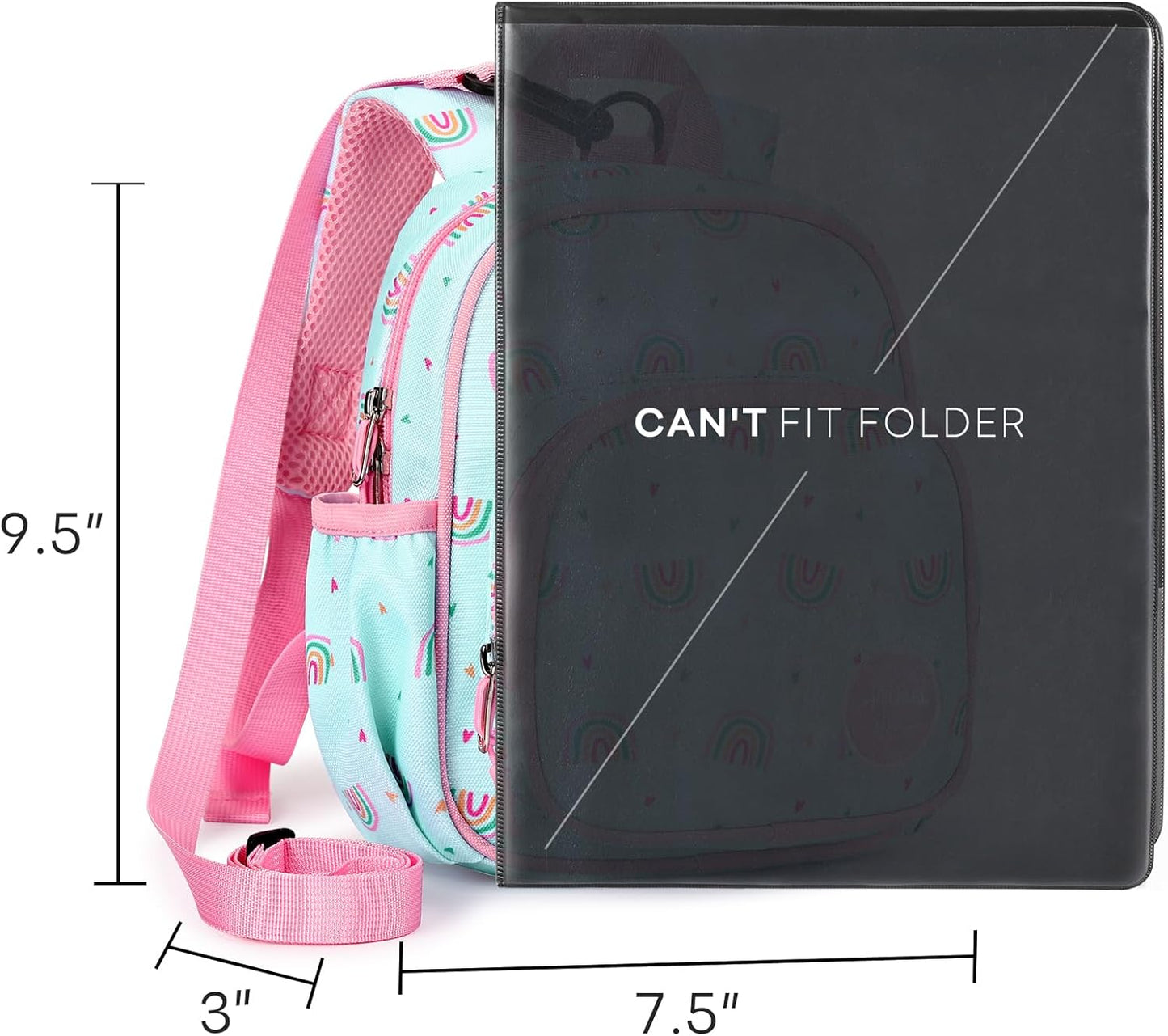 mibasies Backpack Leash for Toddlers 1-3: Baby Backpack for Girls with Anti-Lost Harness - Rainbow