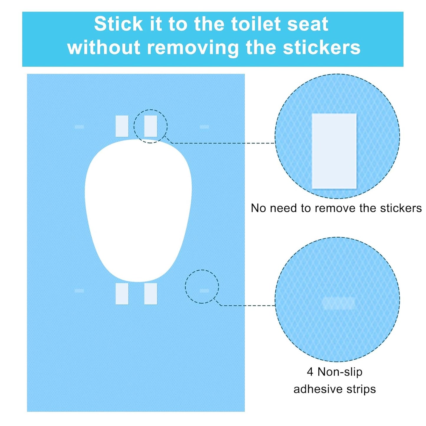 100 Packs Tear-Free Toilet Seat Covers Disposable for Adults and Kids, 16x24 Inch Waterproof Non-Slip Disposable Toilet Seat Cover for Travel, Public Toilet, Outdoors (Individual Package)