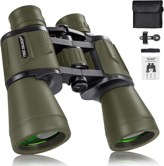 20x50 Hunting Binoculars for Adults High Powered with Low Light Night Vision - 28mm Large Eyepiece Professional Binoculars for Bird Watching Hiking Travel with BAK4 Prism FMC Lens, Green