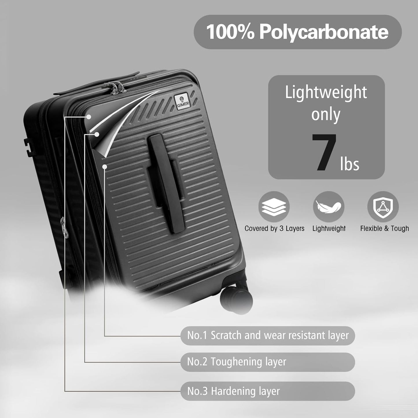 20 Inch Luggage with Spinner Wheels,Expandable Front Opening Suitcase 100% PC Hard Shell TSA Lock, Smooth Rolling Wheels, Lightweight Travel for Men and Women, Y03 Yellow Slightly Larger