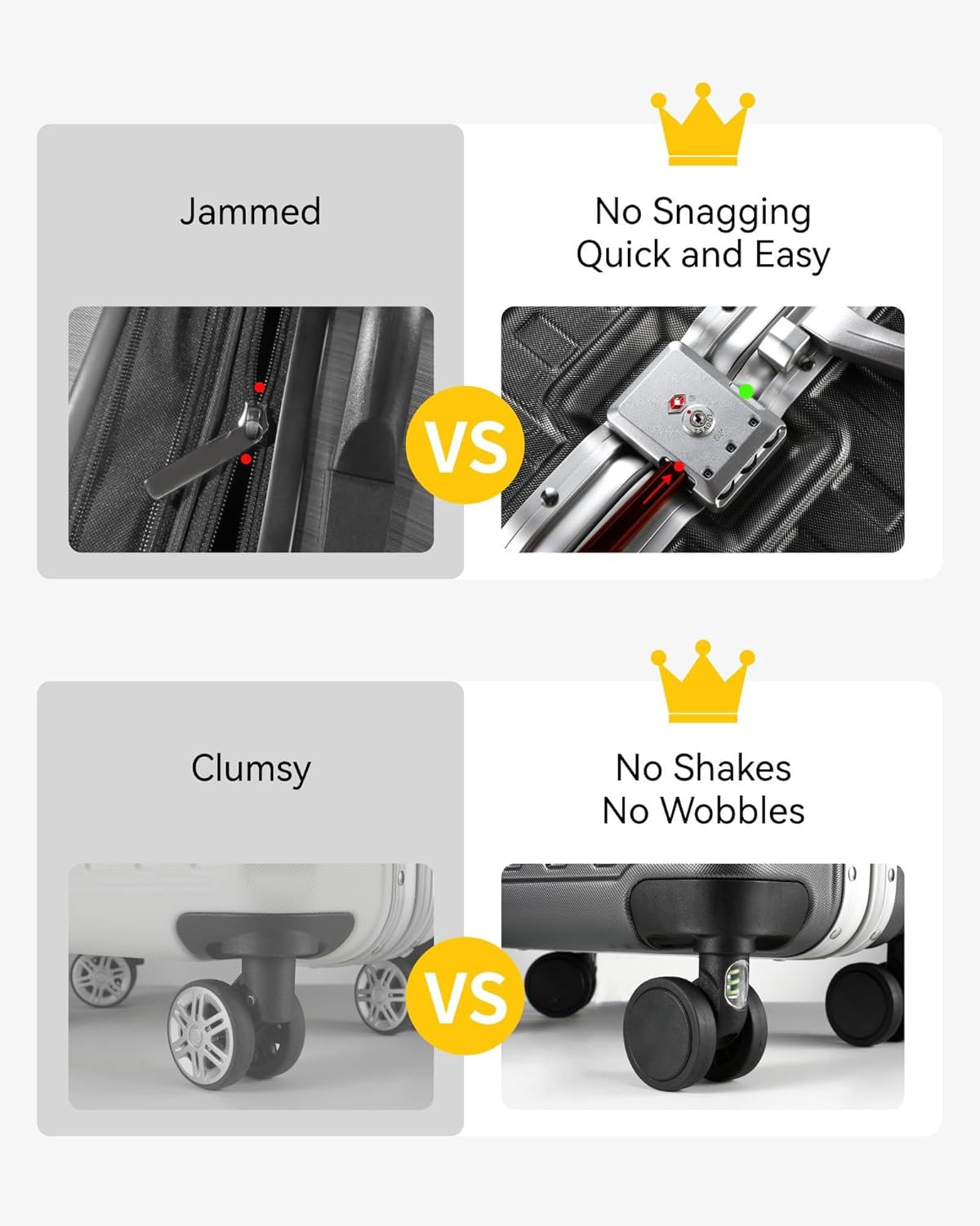 LUGGEX Checked Luggage with Spinner Wheels, 24 Inch Aluminum Frame Zipperless Polycarbonate Hard Shell Suitcase, Blue