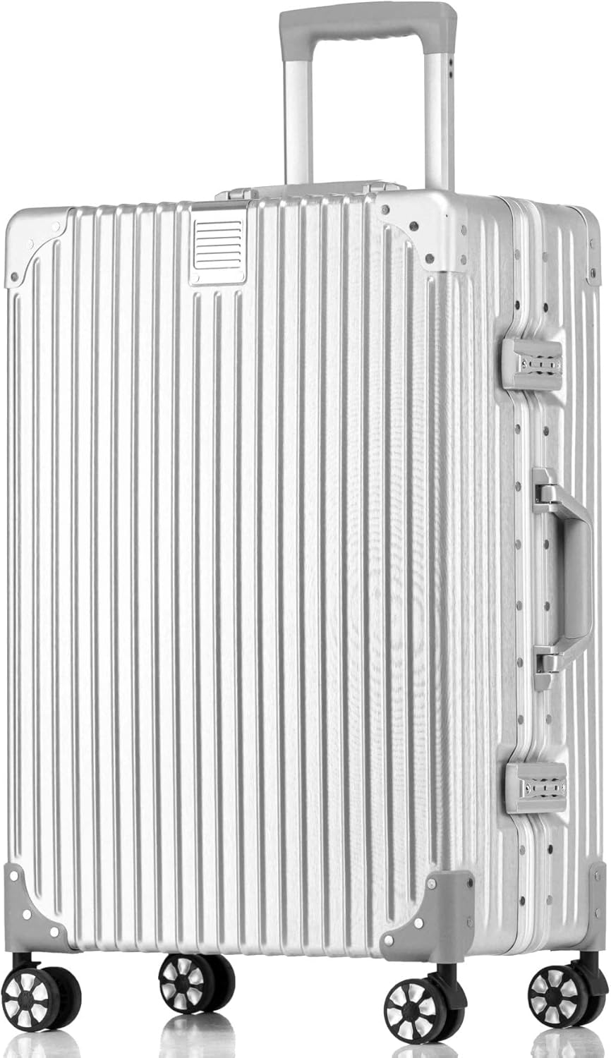 HotWay 22 Inch Checked in Luggage with Aluminum Frame,PC Hard Shell Suitcase with Spinner Wheels and TSA Lock, Large Suitcase for Travel