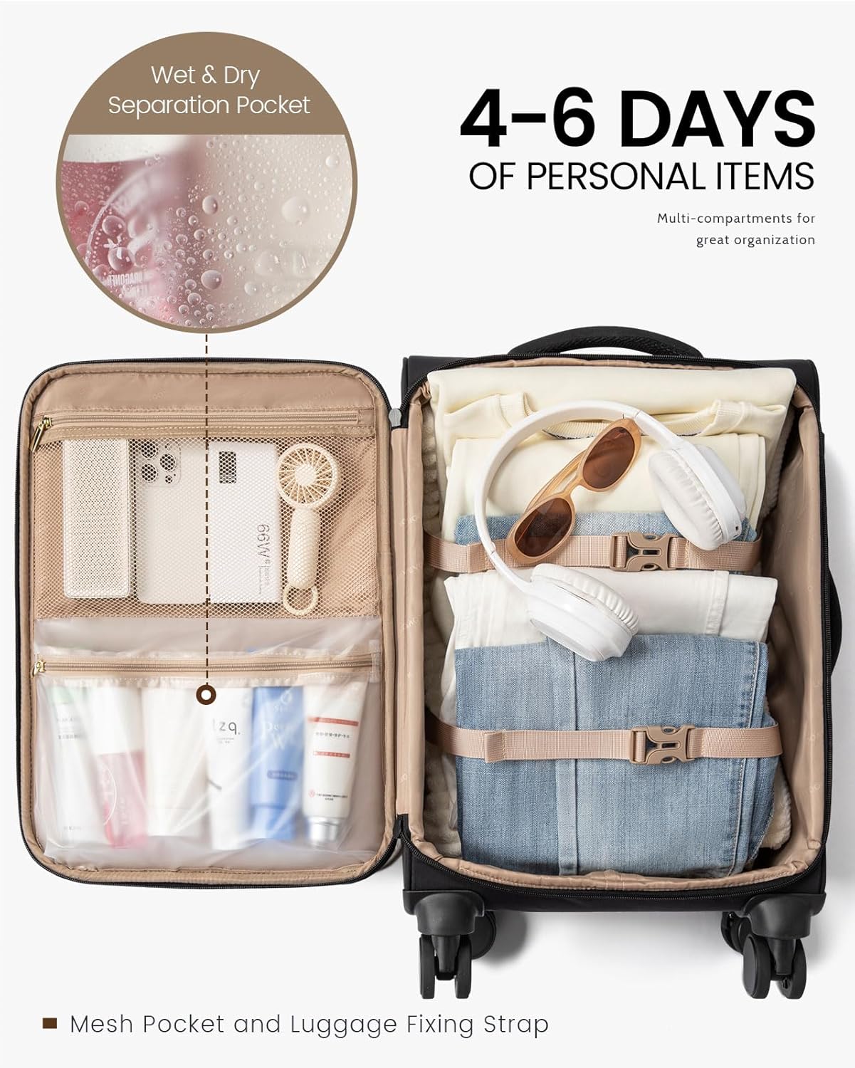 LOVEVOOK Carry On Luggage 22x14x9 Airline Approved, 22 Inch Softside Suitcases with Spinner Wheels, Lightweight Carry-on Suitcase with TSA Lock for Women Men, Large Luggage for Travel Business Trip