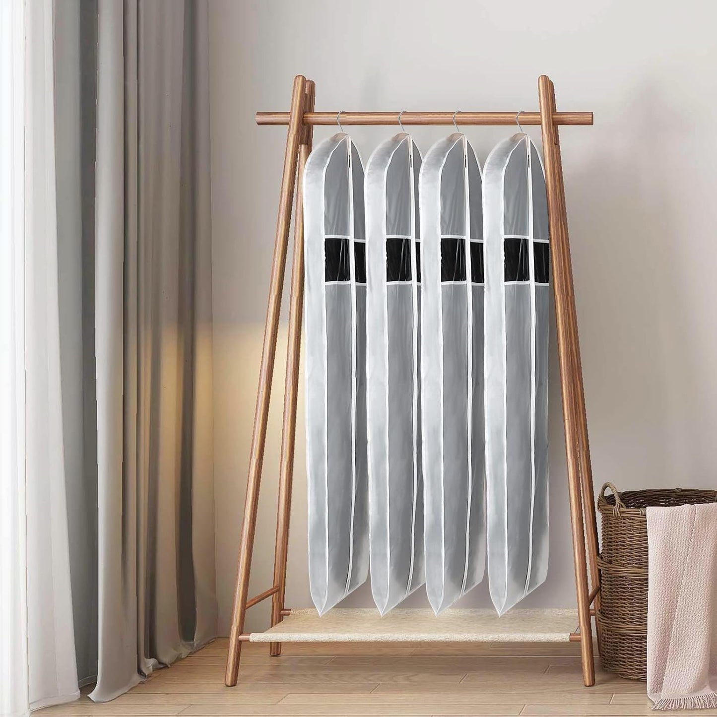 Zilink 60-Inch Long Dress Garment Bags for Storage With 3" Gusset - Clear Coat Cover Bag for Gowns and Closet Storage