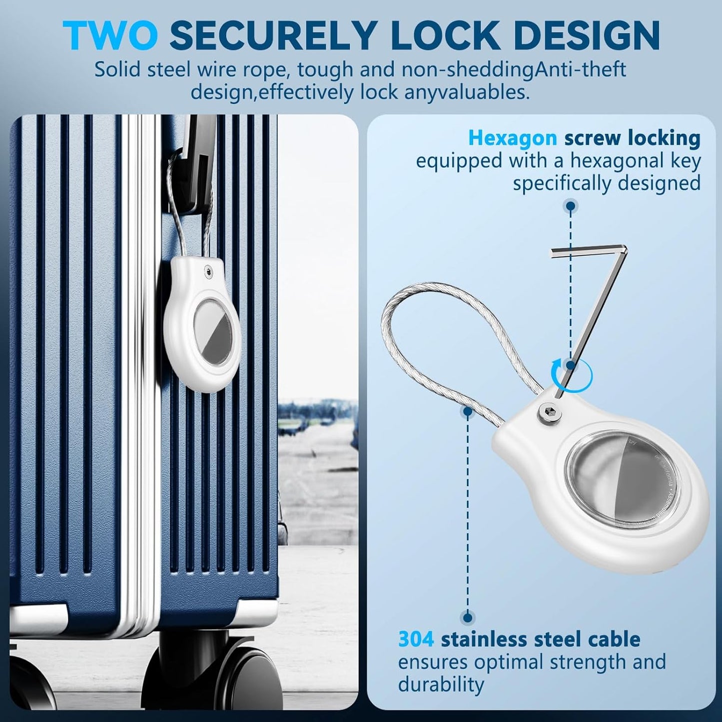 Waterproof Airtag Holder,Airtag Case with Secure Lock,Airtags Keychain for Apple Airtag,Anti-Lost Protective Cover Air tag Accessories for GPS Item Finder Tracker Luggage,Bag,Key,Pet,Cat Dog,White