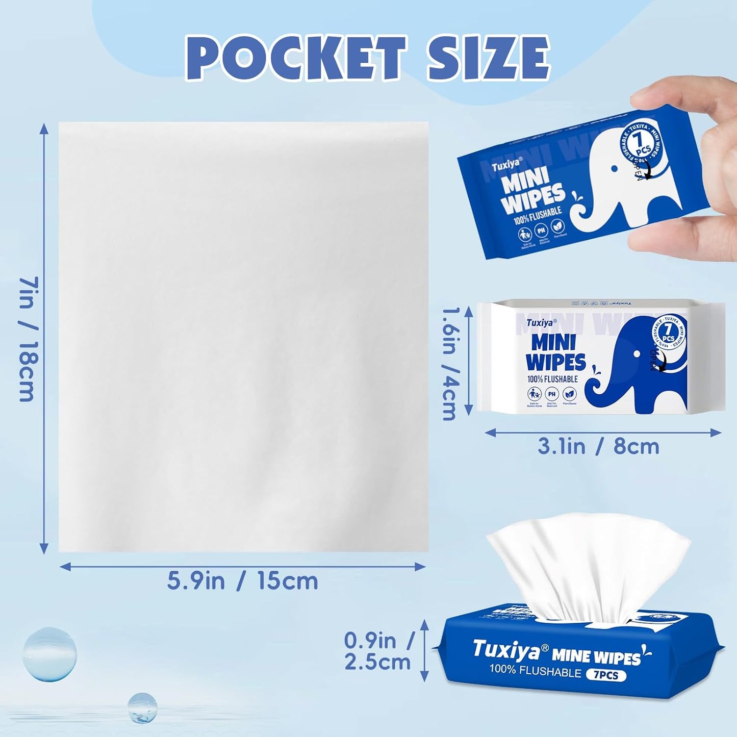 12 PackTravel Flushable Wipes with Aloe & Vitamin E,Impossibly Compact 7 Wipe Per Pack Mini Travel Adult Wet Wipe,Hypoallergenic & Fragrance-Free Skin-Friendly Flushable Wet Wipe(84 Total Wipes)