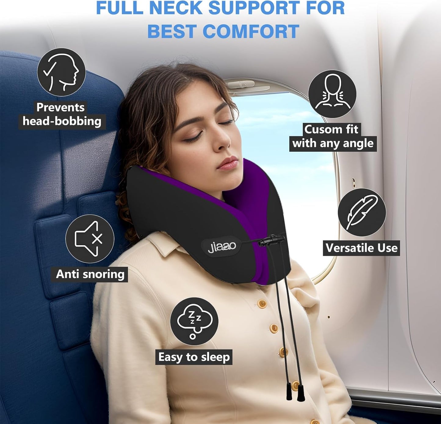Travel Neck Pillow for Airplanes, Neck Pillow for Traveling,360º Ergonomic Memory Foam Travel Pillow, Soft and Breathable Cover,Portable Pillows for Car, Train or Airport Travel Essentials