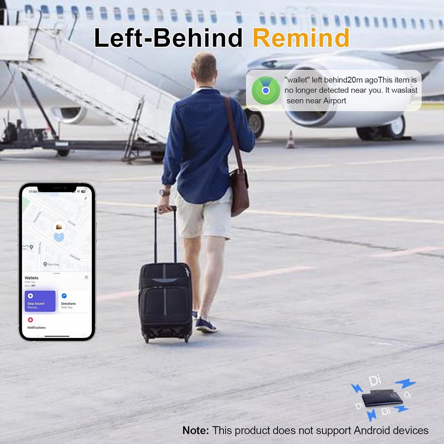 [Apple MFi Certified] LBPRT Air Card Tag Rechargeable Wallet Tracker Thin 1.6mm, Item Finder Work with Apple Find My APP (iOS Only, Android not Supported) Smart Locator for Luggage Suitcase, Purse,Bag