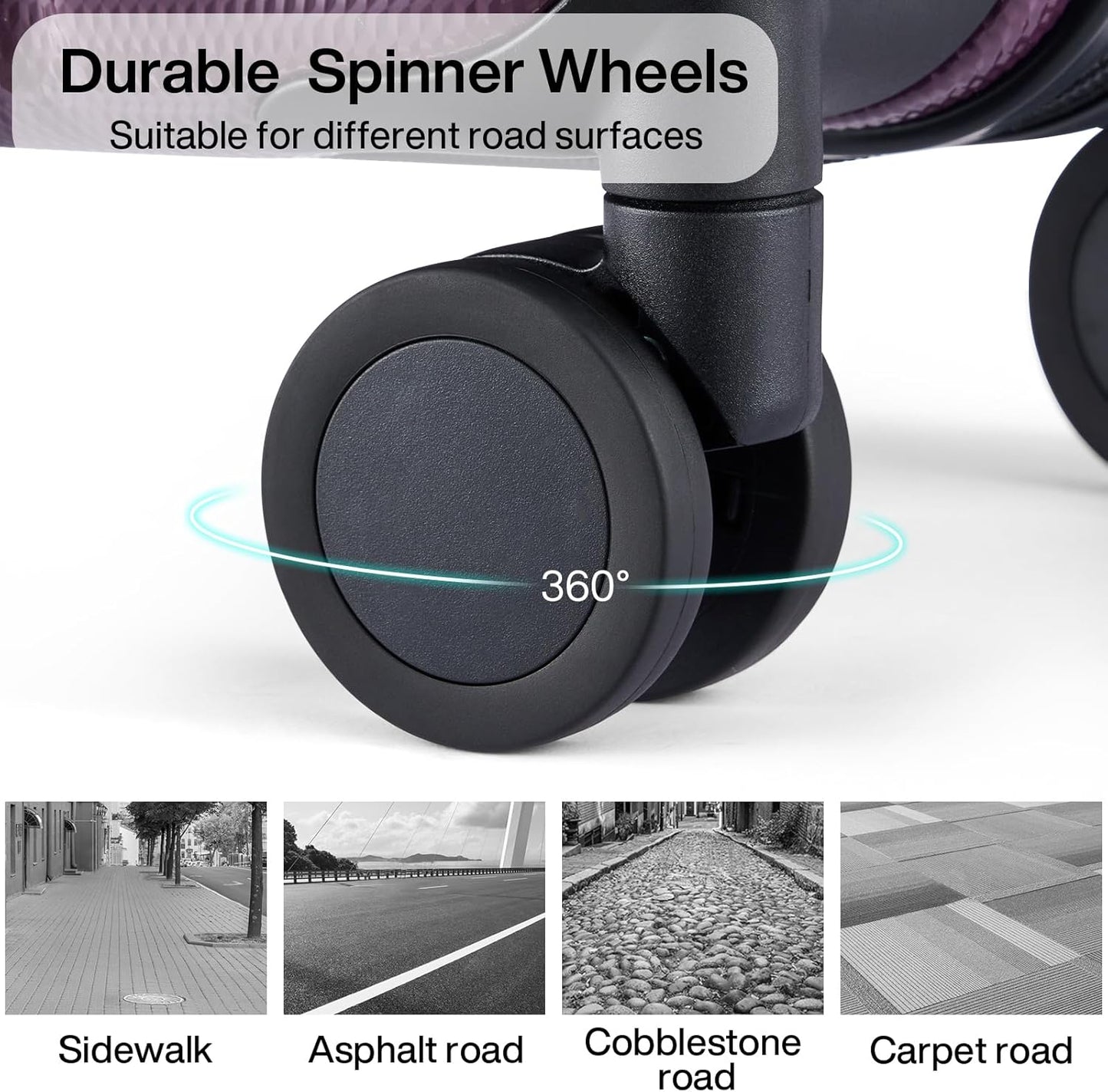 Hanke 24 Inch Luggage Suitcases With Spinner Wheels Lightweight PC Hard Shell Rolling Suitcase With Travel Lock,Checked-Medium 24-Inch（Purple）