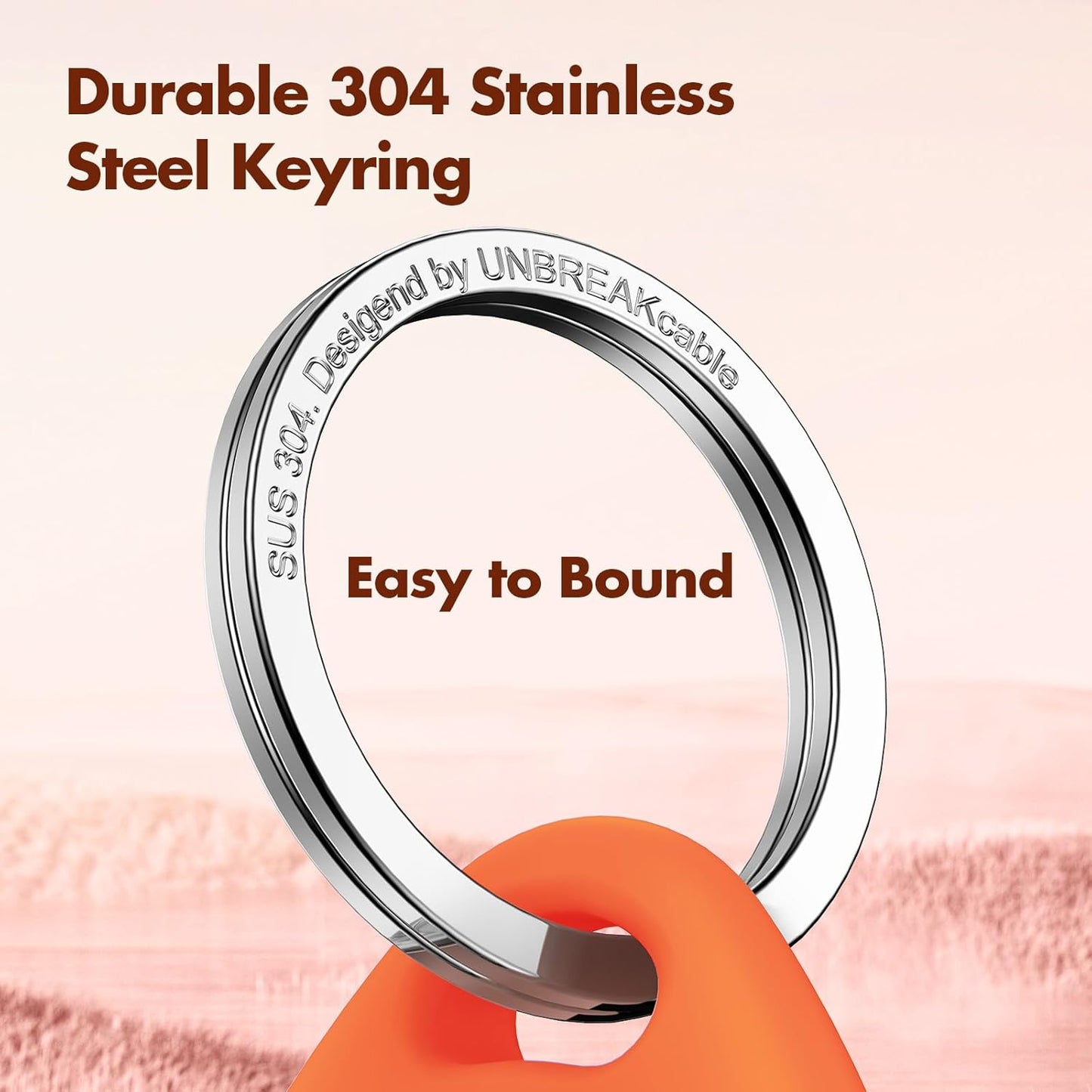 UNBREAKcable AirTag Holder for Apple - 4 Pack Air Tag Case [Fit Tightly Design] [Easy to Install] [Hold Air Tag Securely] Waterproof TPU Shell Protective Cover with All Metal Keychain (Orange&Green)